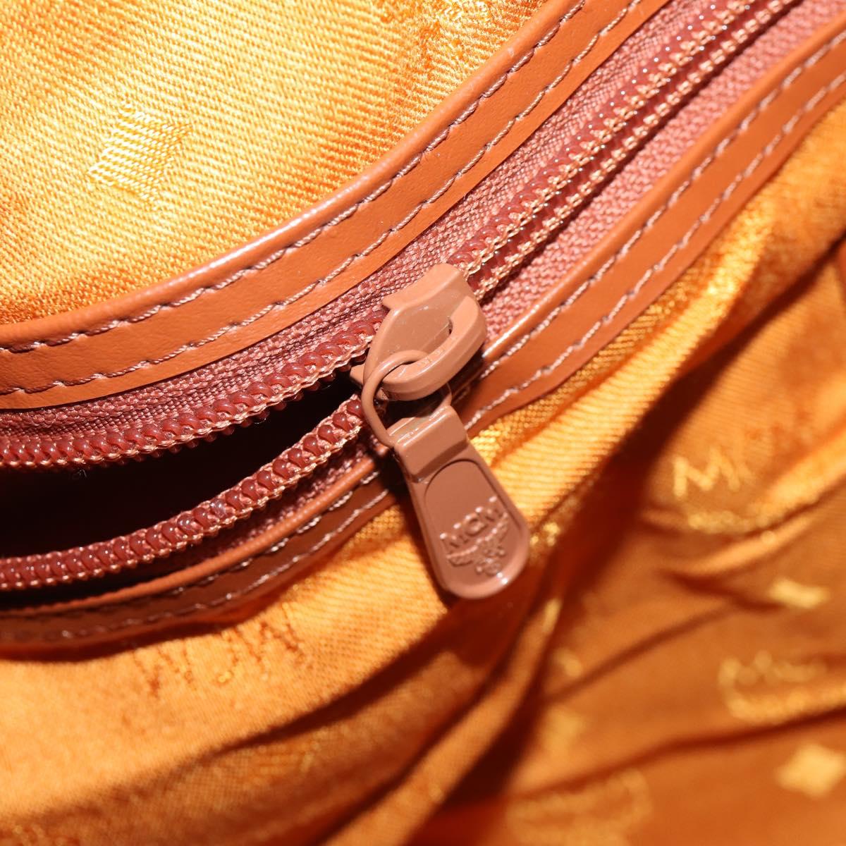 MCM Logogram Vicetos Boston Bag PVC 2way Brown Gold Auth 162772