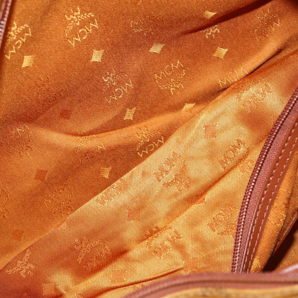 MCM Logogram Vicetos Boston Bag PVC 2way Brown Gold Auth 162772