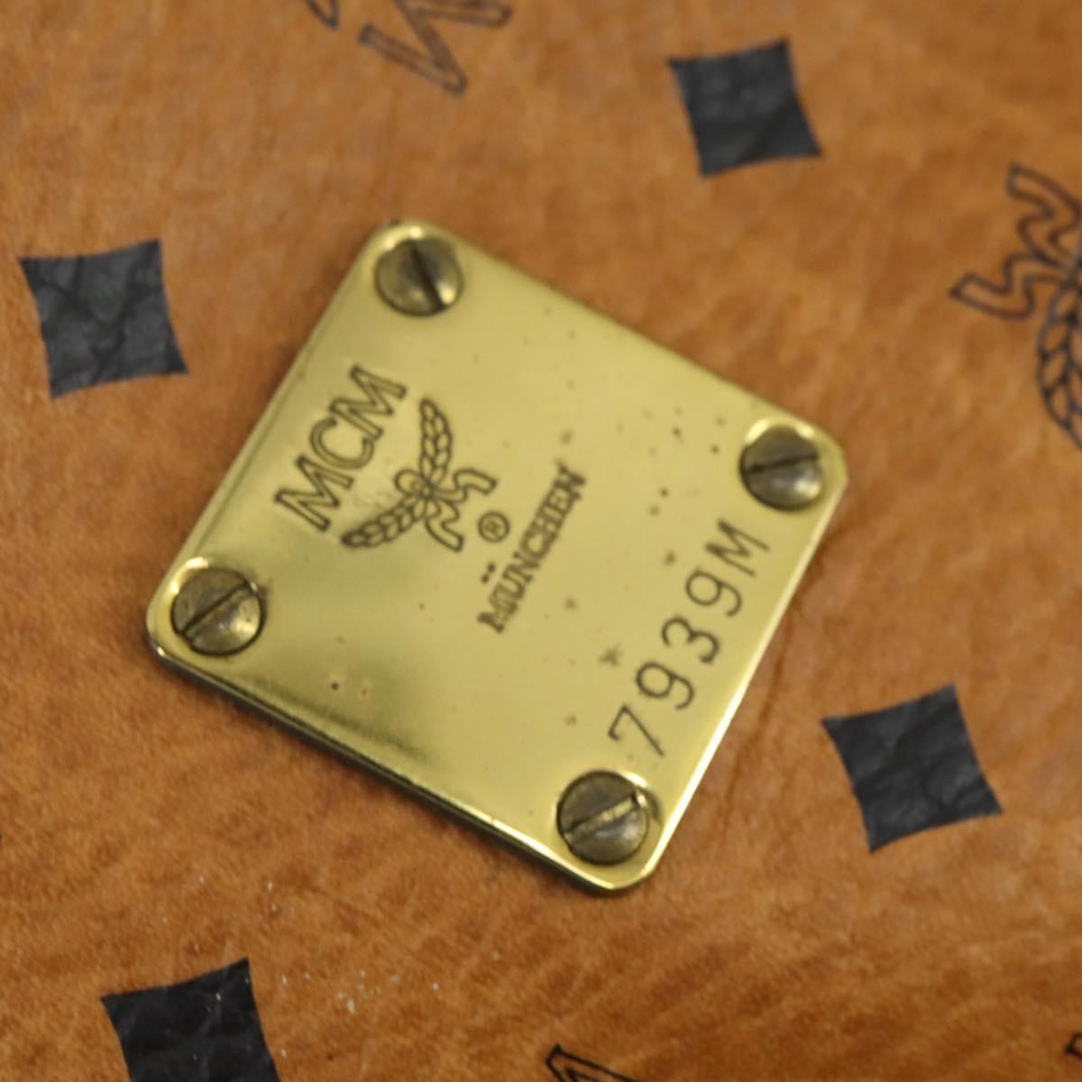 MCM Logogram Vicetos Boston Bag PVC 2way Brown Gold Auth 162772