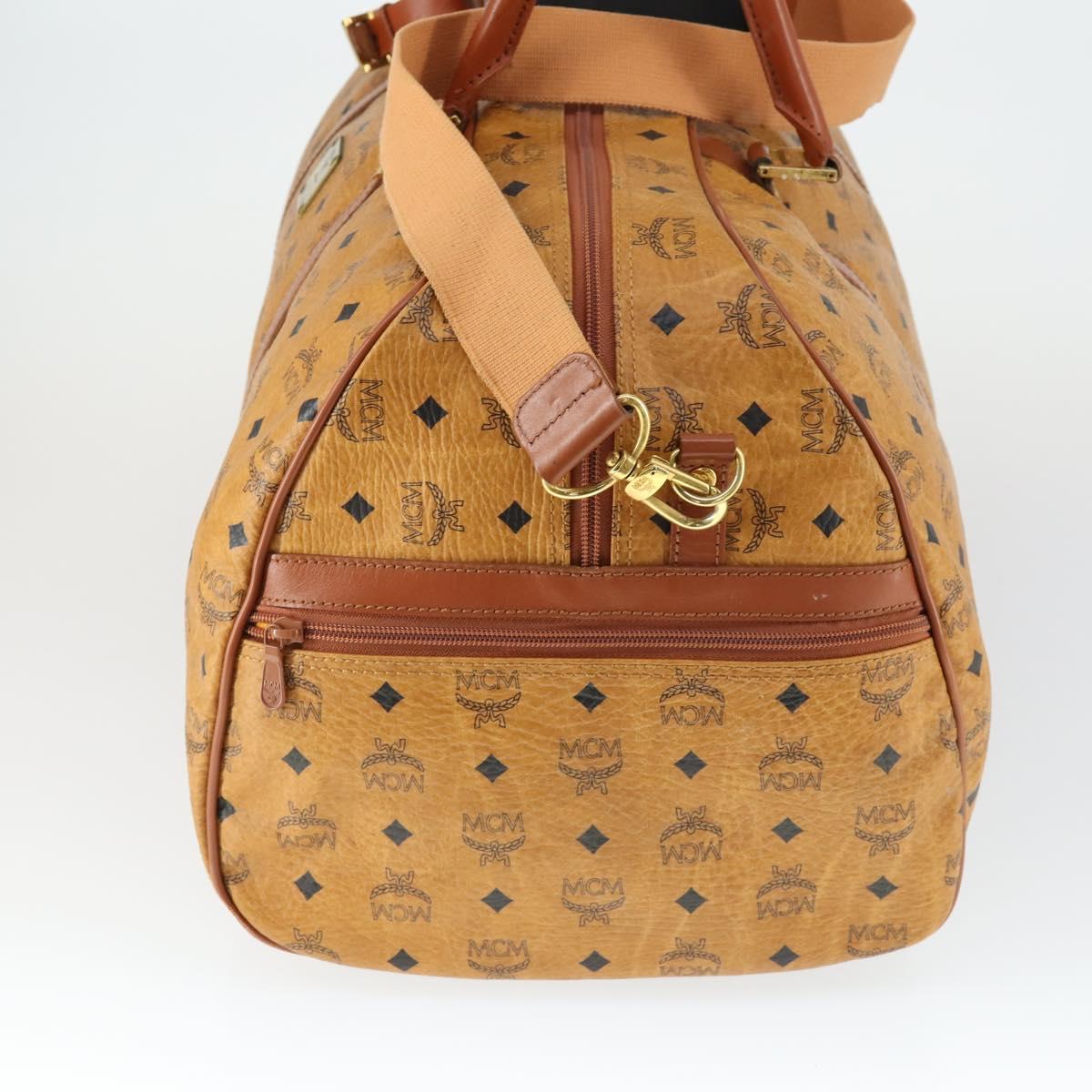 MCM Logogram Vicetos Boston Bag PVC 2way Brown Gold Auth 162772