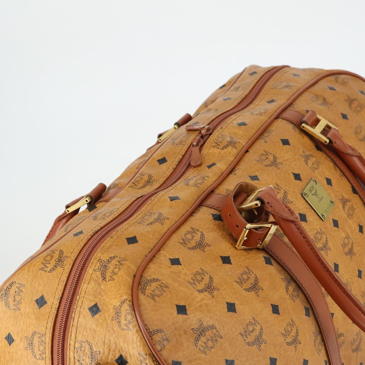 MCM Logogram Vicetos Boston Bag PVC 2way Brown Gold Auth 162772