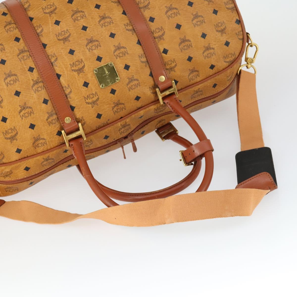 MCM Logogram Vicetos Boston Bag PVC 2way Brown Gold Auth 162772