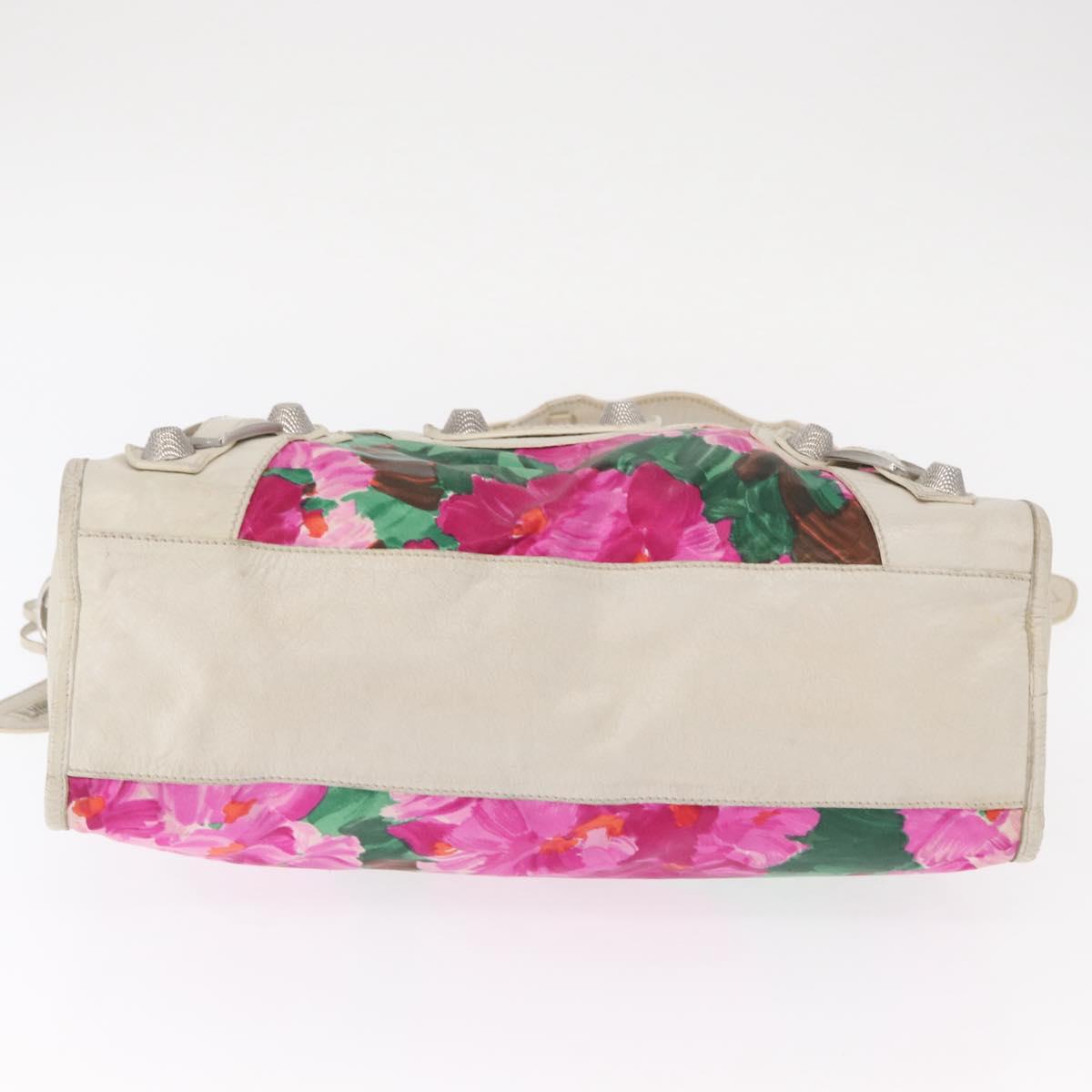 BALENCIAGA Giant City Bag Leather Nylon 2way White Silver 173084 Auth 162774