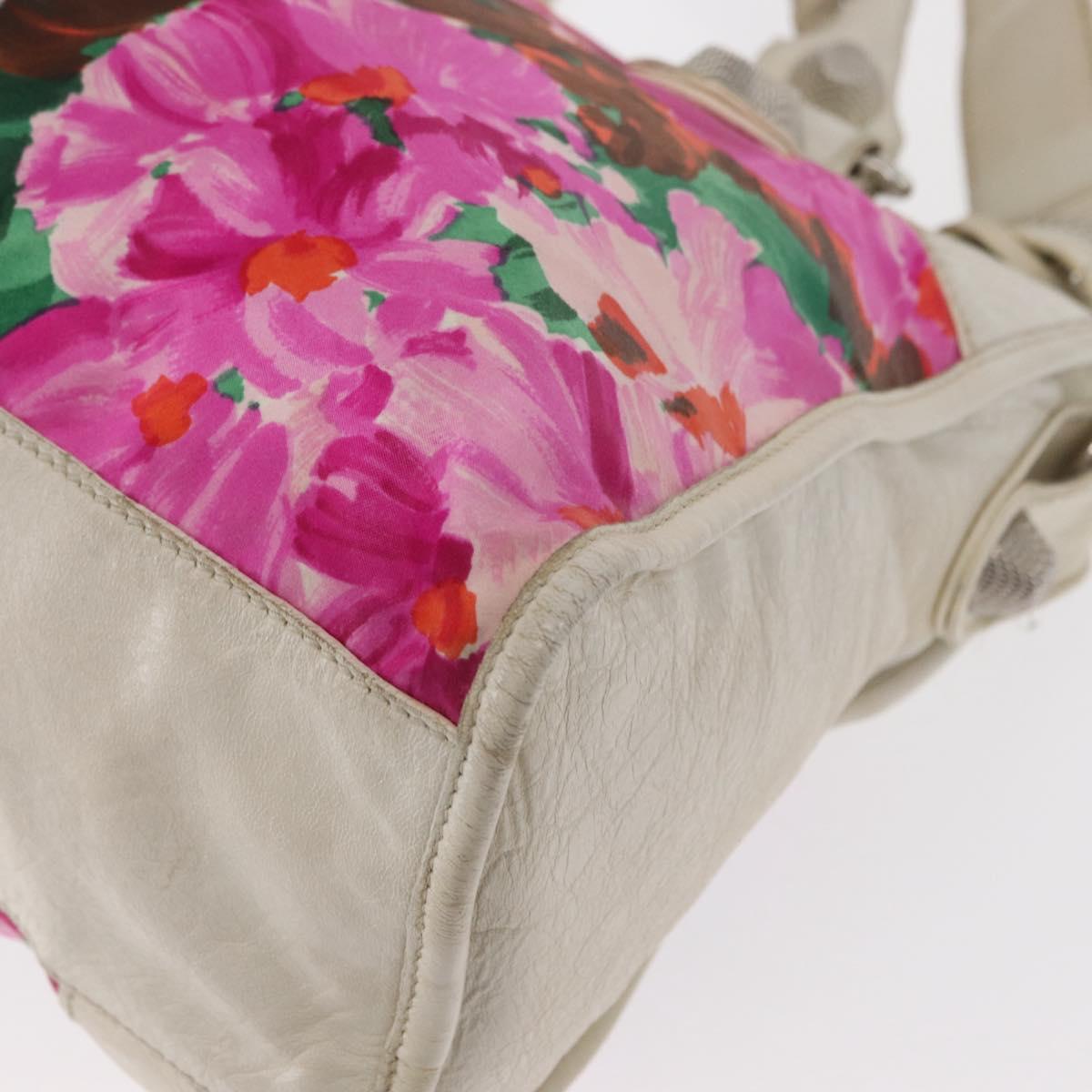 BALENCIAGA Giant City Bag Leather Nylon 2way White Silver 173084 Auth 162774