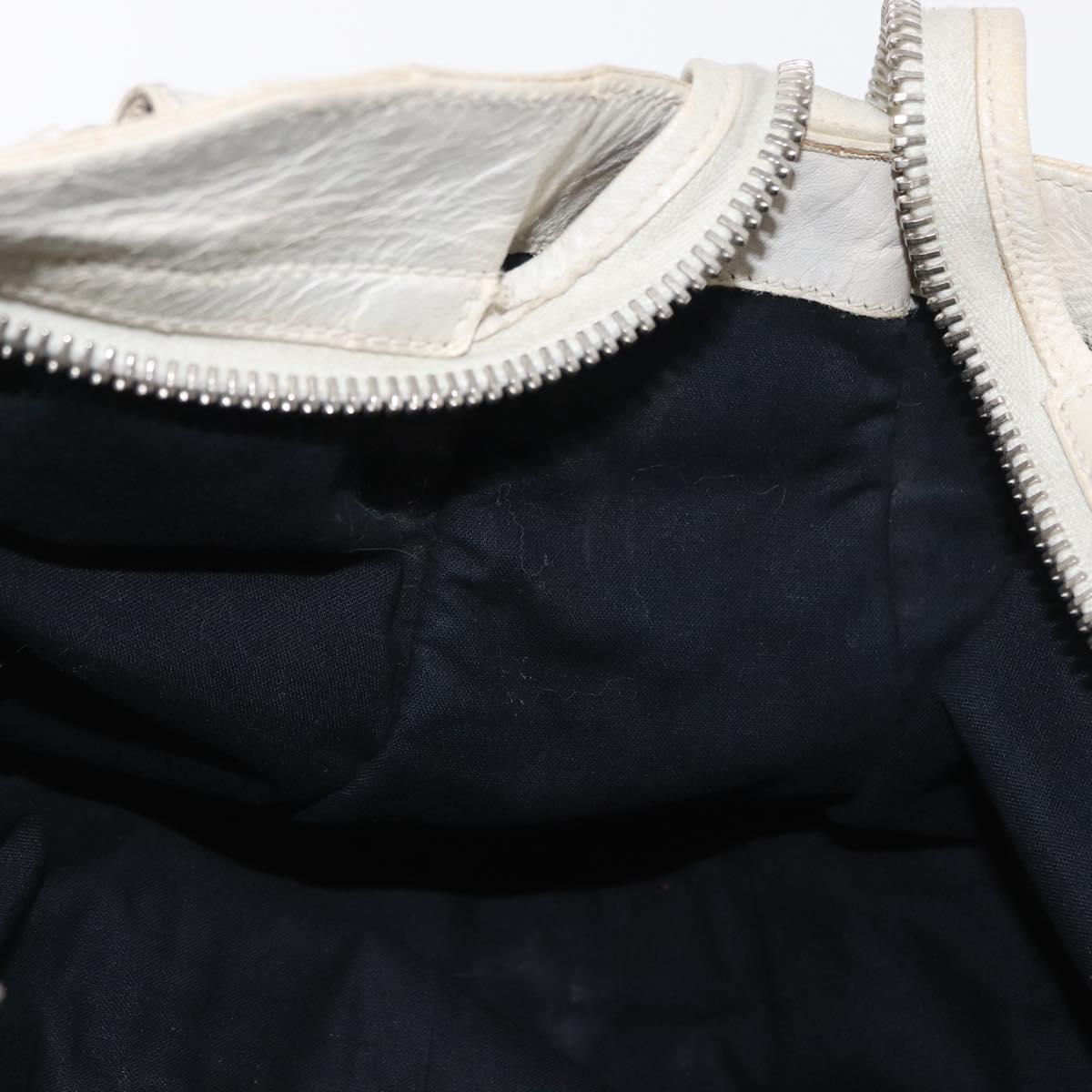 BALENCIAGA Giant City Bag Leather Nylon 2way White Silver 173084 Auth 162774