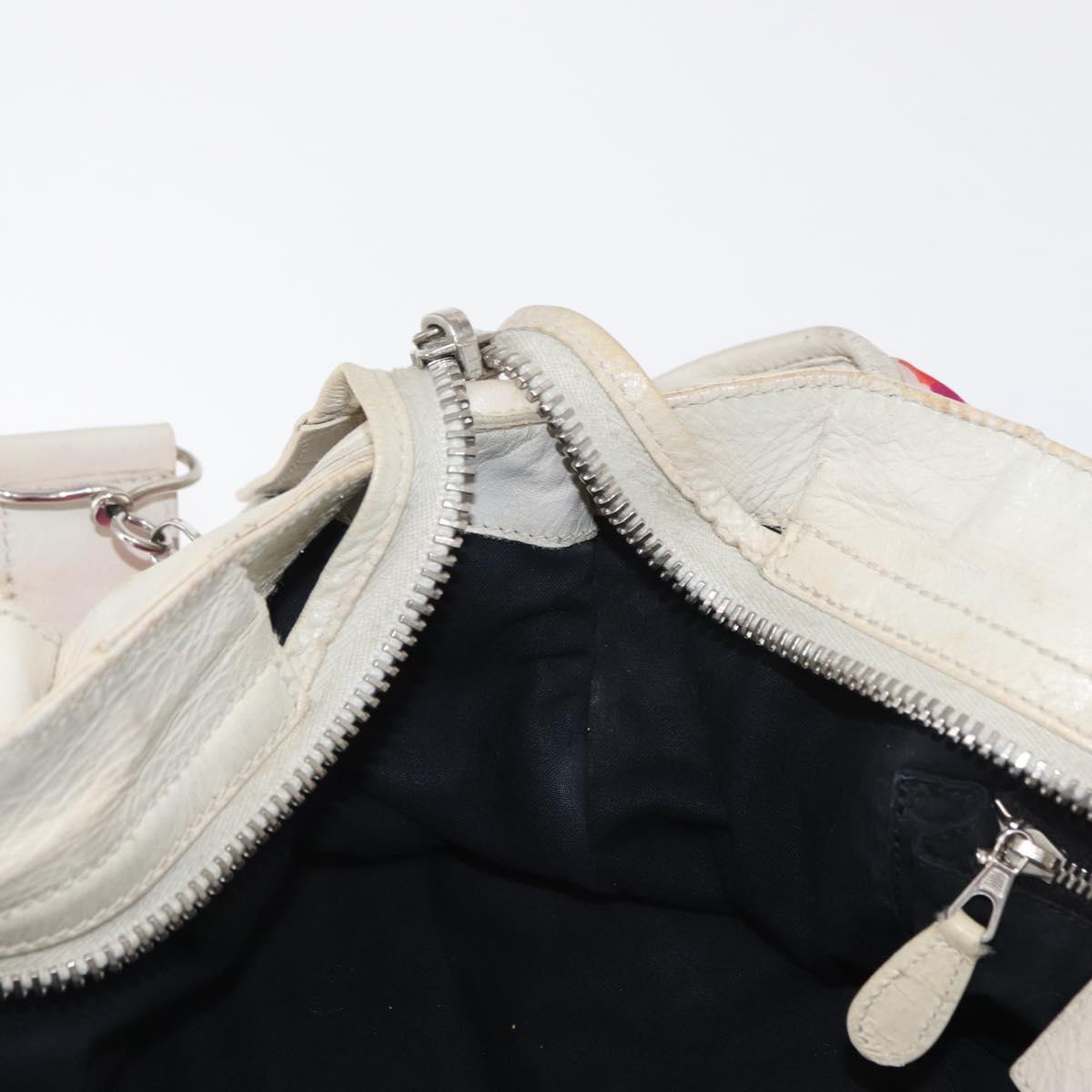 BALENCIAGA Giant City Bag Leather Nylon 2way White Silver 173084 Auth 162774