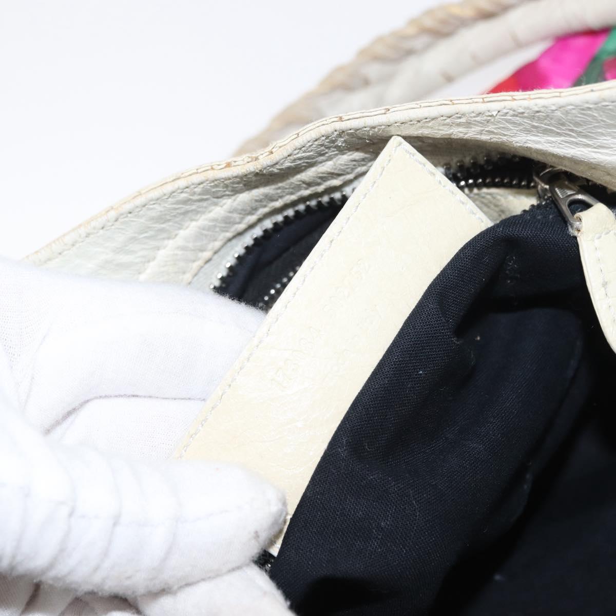 BALENCIAGA Giant City Bag Leather Nylon 2way White Silver 173084 Auth 162774