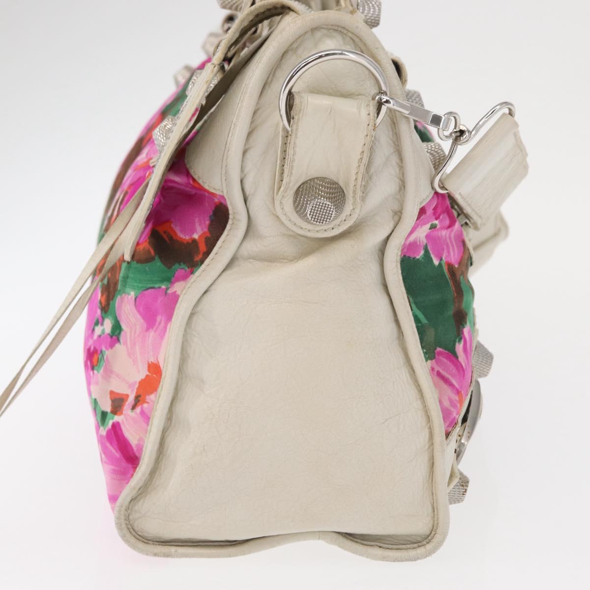 BALENCIAGA Giant City Bag Leather Nylon 2way White Silver 173084 Auth 162774