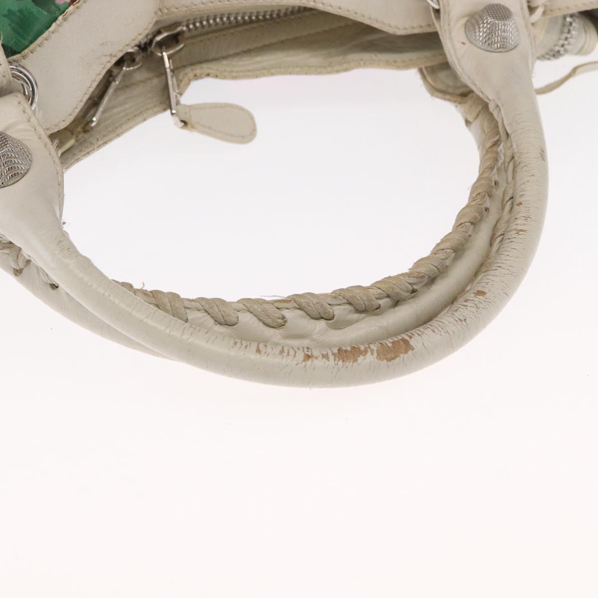 BALENCIAGA Giant City Bag Leather Nylon 2way White Silver 173084 Auth 162774