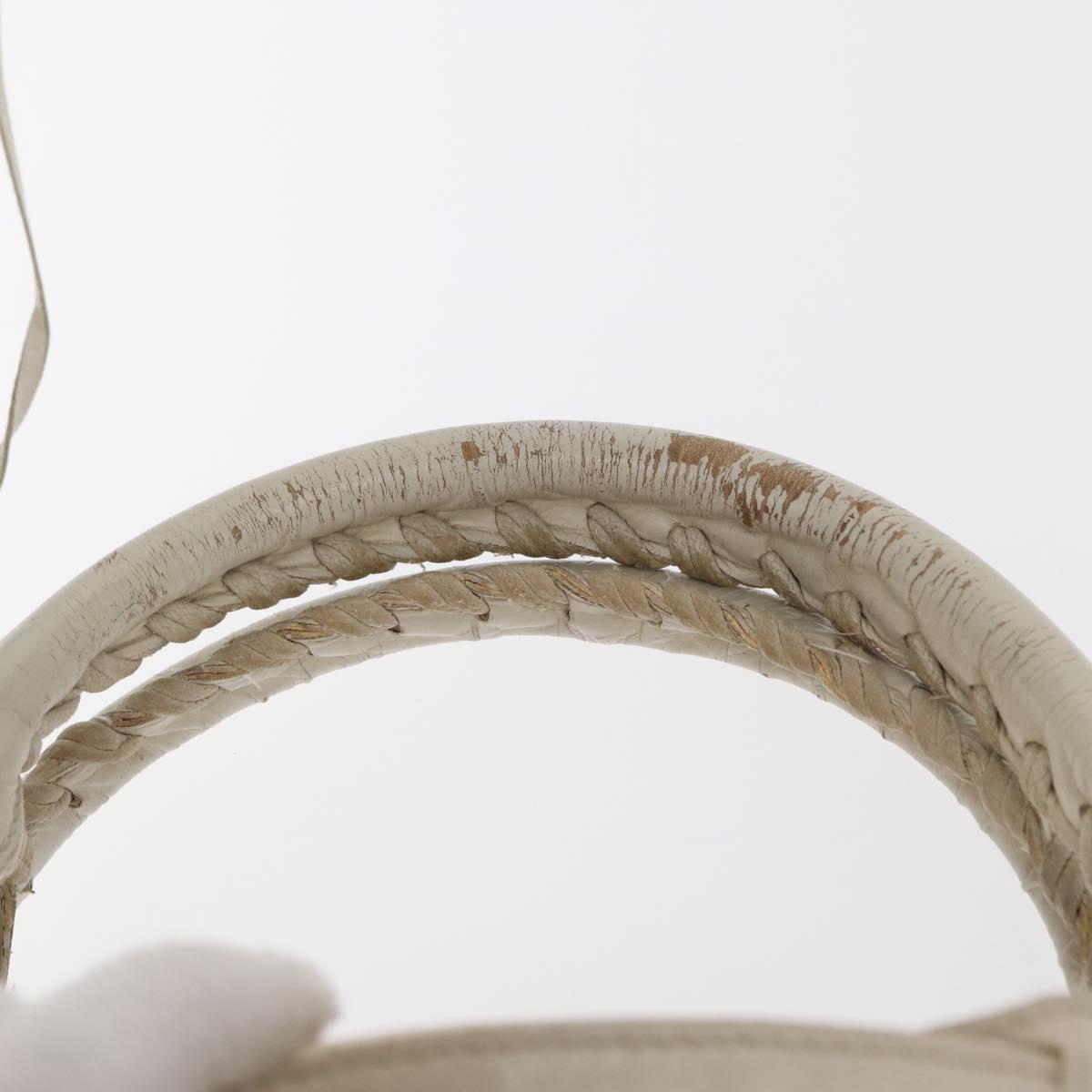 BALENCIAGA Giant City Bag Leather Nylon 2way White Silver 173084 Auth 162774