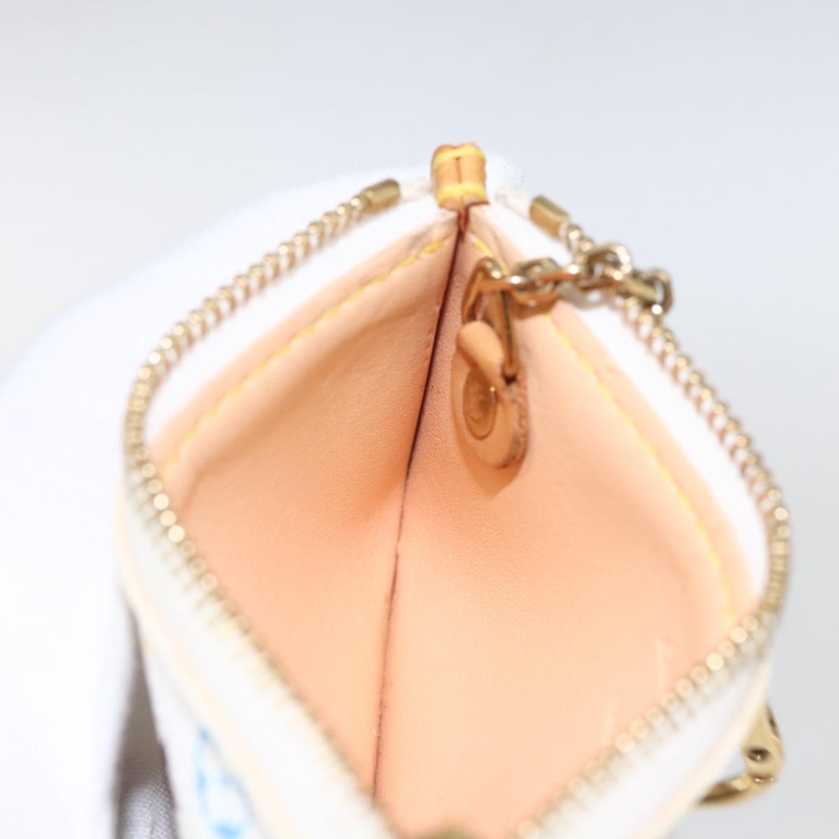 LOUIS VUITTON Multicolor Pochette Cles Coin Purse White M92655 LV Auth 162776V