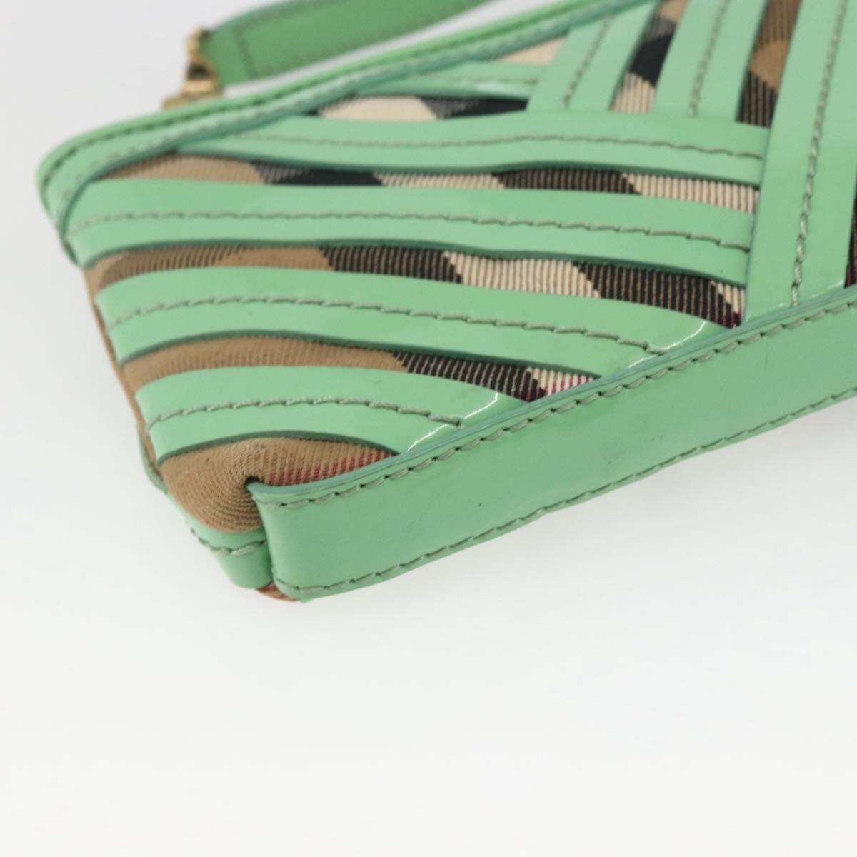 BURBERRY Nova Check Shoulder Bag PVC Green Gold Auth 162781V