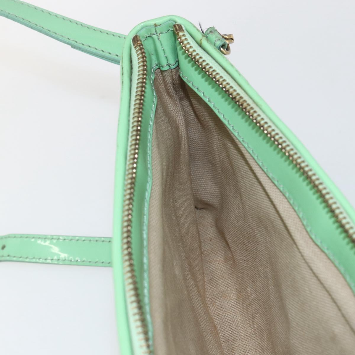 BURBERRY Nova Check Shoulder Bag PVC Green Gold Auth 162781V