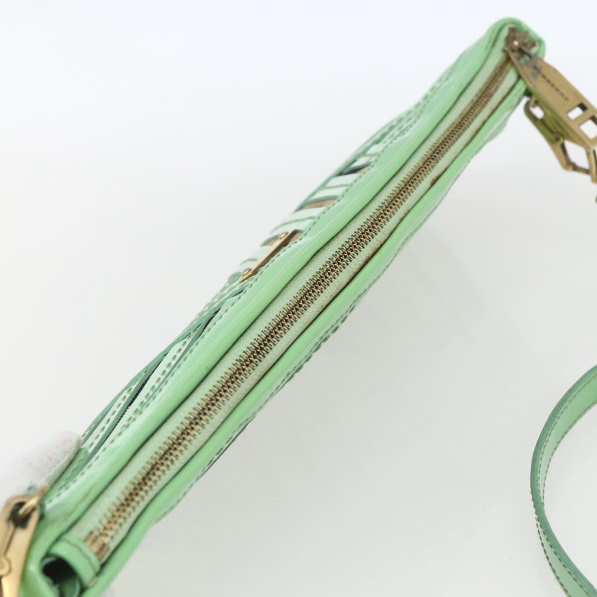 BURBERRY Nova Check Shoulder Bag PVC Green Gold Auth 162781V