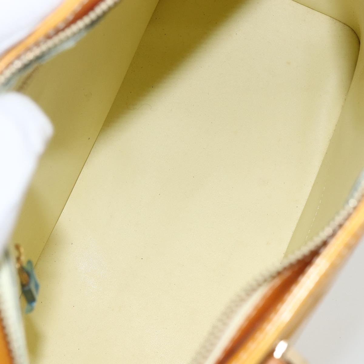 LOUIS VUITTON Monogram Vernis Houston Hand Bag Lime Yellow M91055 LV Auth 162800