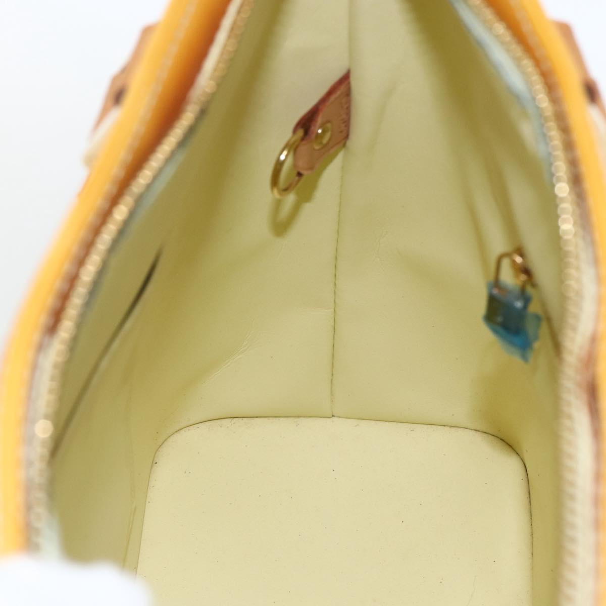 LOUIS VUITTON Monogram Vernis Houston Hand Bag Lime Yellow M91055 LV Auth 162800