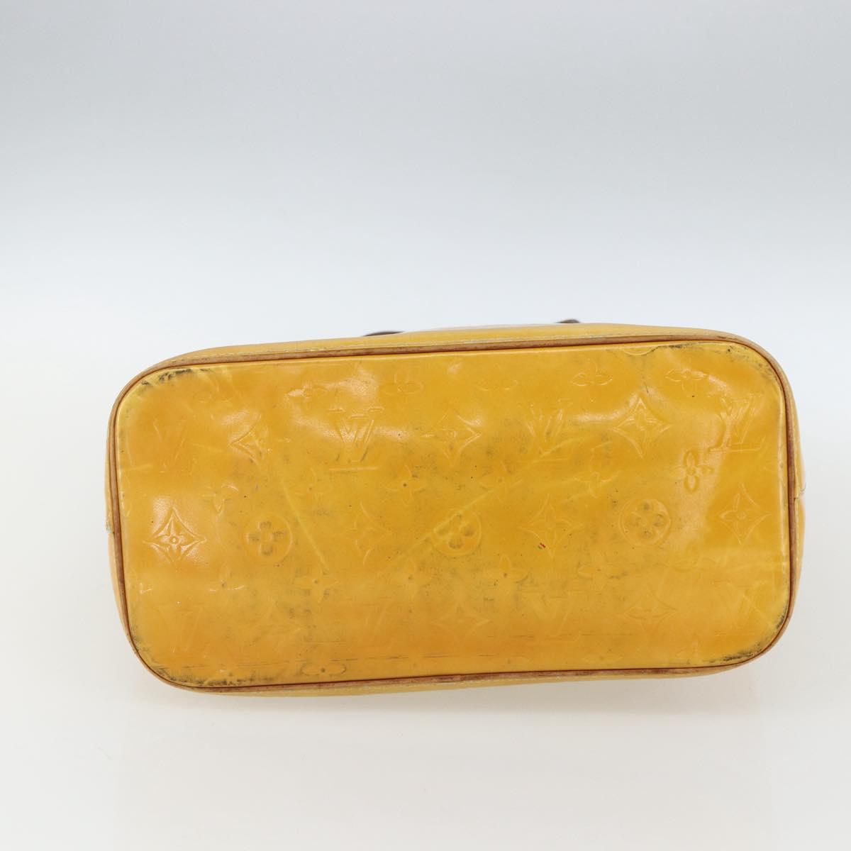 LOUIS VUITTON Monogram Vernis Houston Hand Bag Lime Yellow M91055 LV Auth 162800
