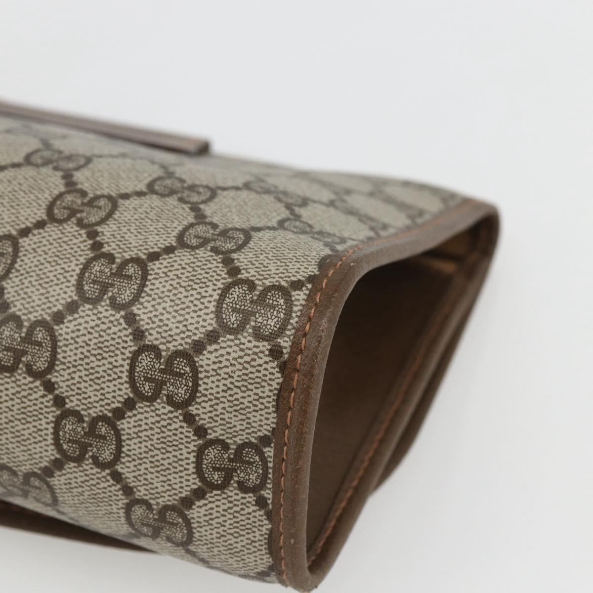 GUCCI GG Supreme Web Sherry Line Clutch Bag PVC Beige Gold 89 01 030 Auth 162811