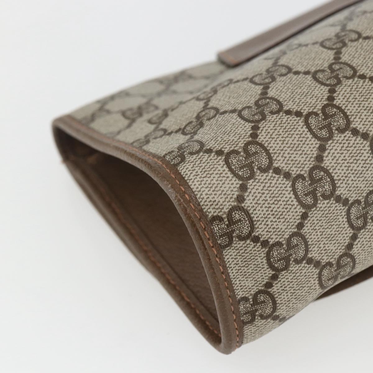 GUCCI GG Supreme Web Sherry Line Clutch Bag PVC Beige Gold 89 01 030 Auth 162811