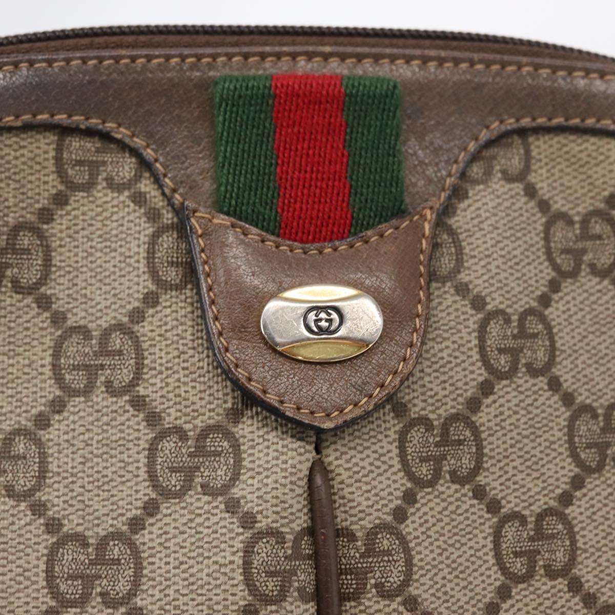 GUCCI GG Supreme Web Sherry Line Shoulder Bag PVC Beige 904 02 047 Auth 162812