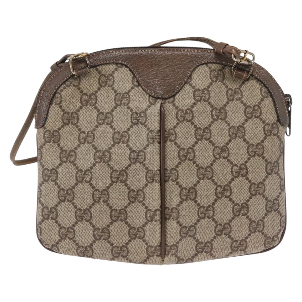 GUCCI GG Supreme Web Sherry Line Shoulder Bag PVC Beige 904 02 047 Auth 162812