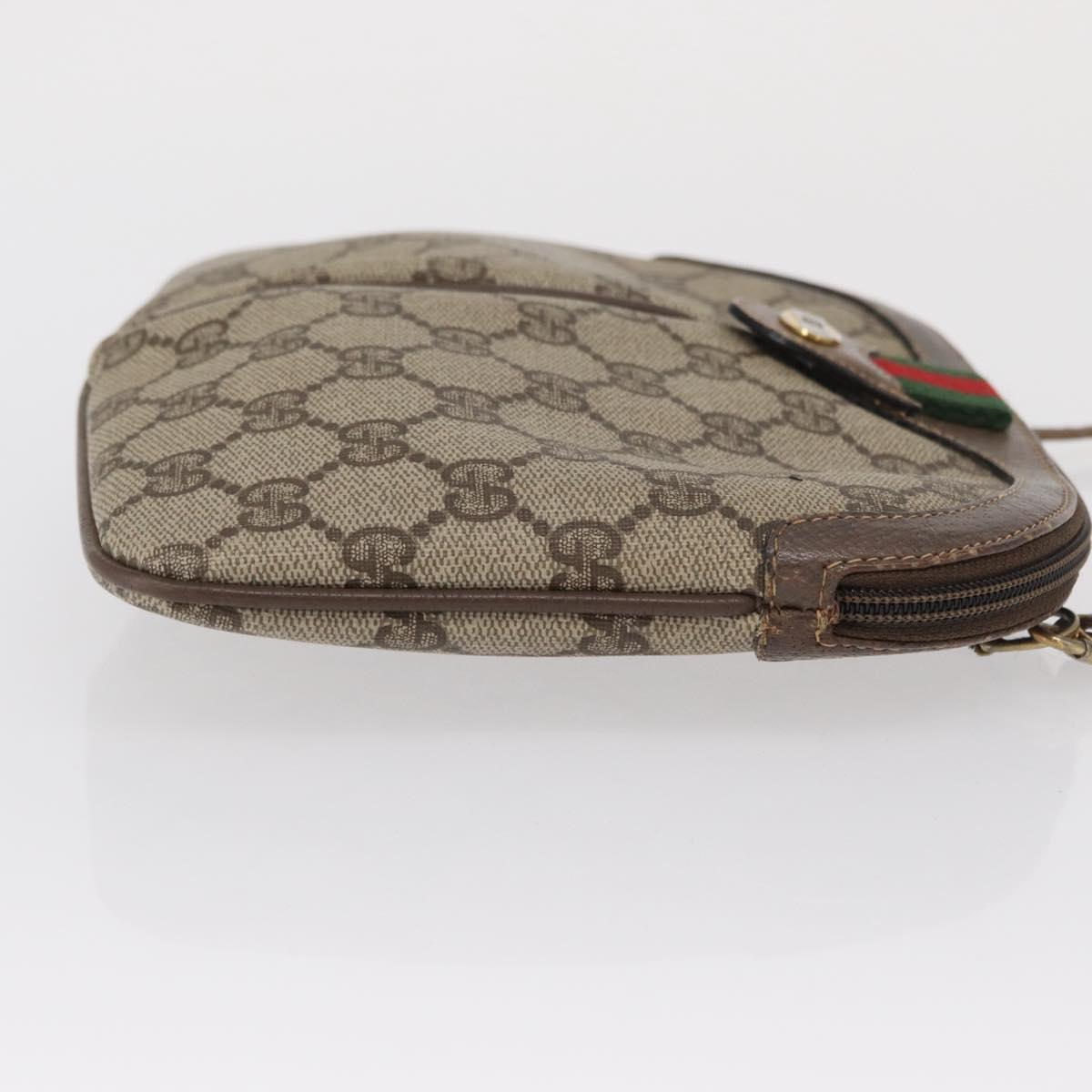 GUCCI GG Supreme Web Sherry Line Shoulder Bag PVC Beige 904 02 047 Auth 162812