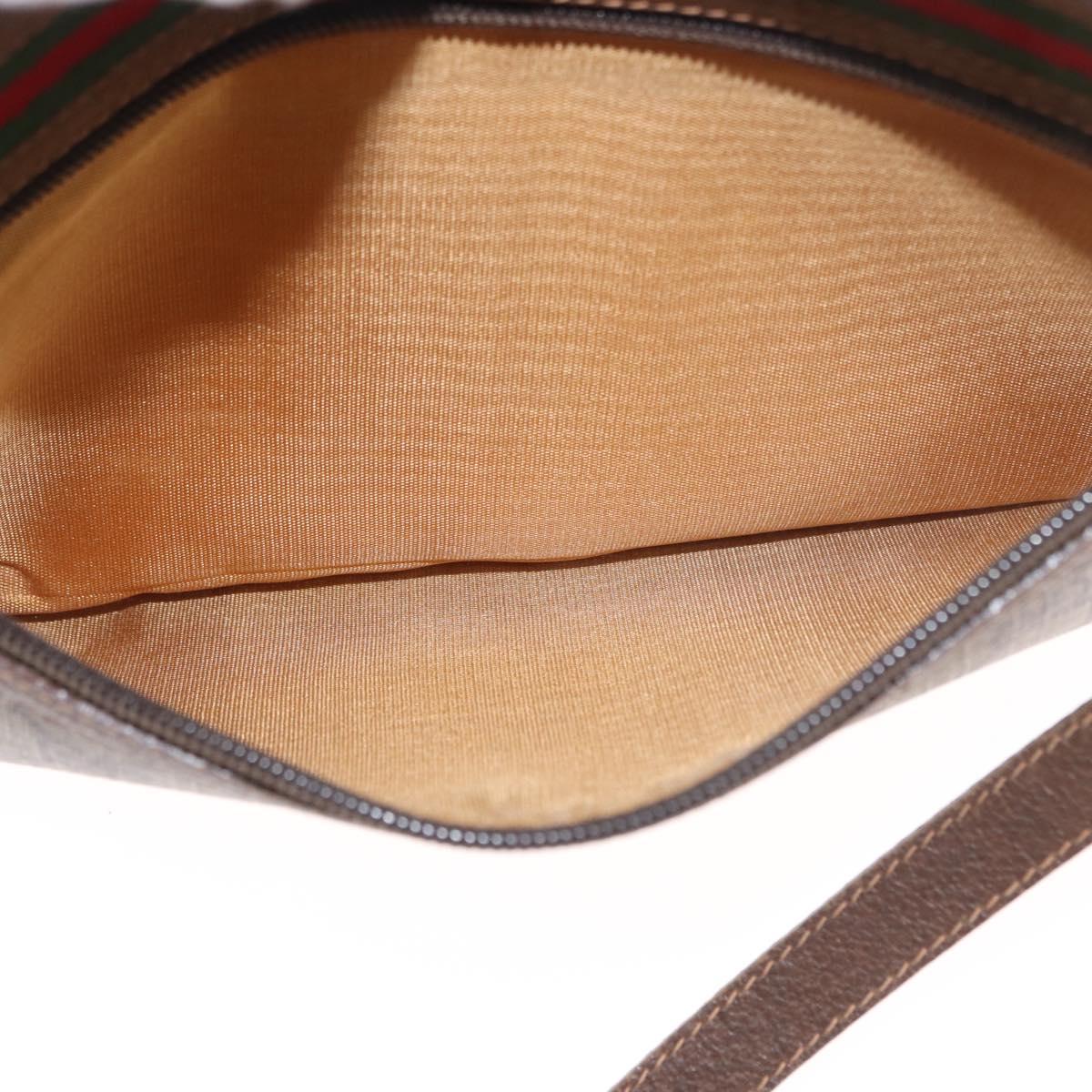 GUCCI GG Supreme Web Sherry Line Bag PVC Beige Gold 56 02 088 Auth 162813