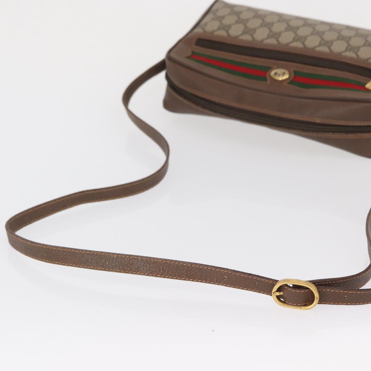GUCCI GG Supreme Web Sherry Line Bag PVC Beige Gold 56 02 088 Auth 162813