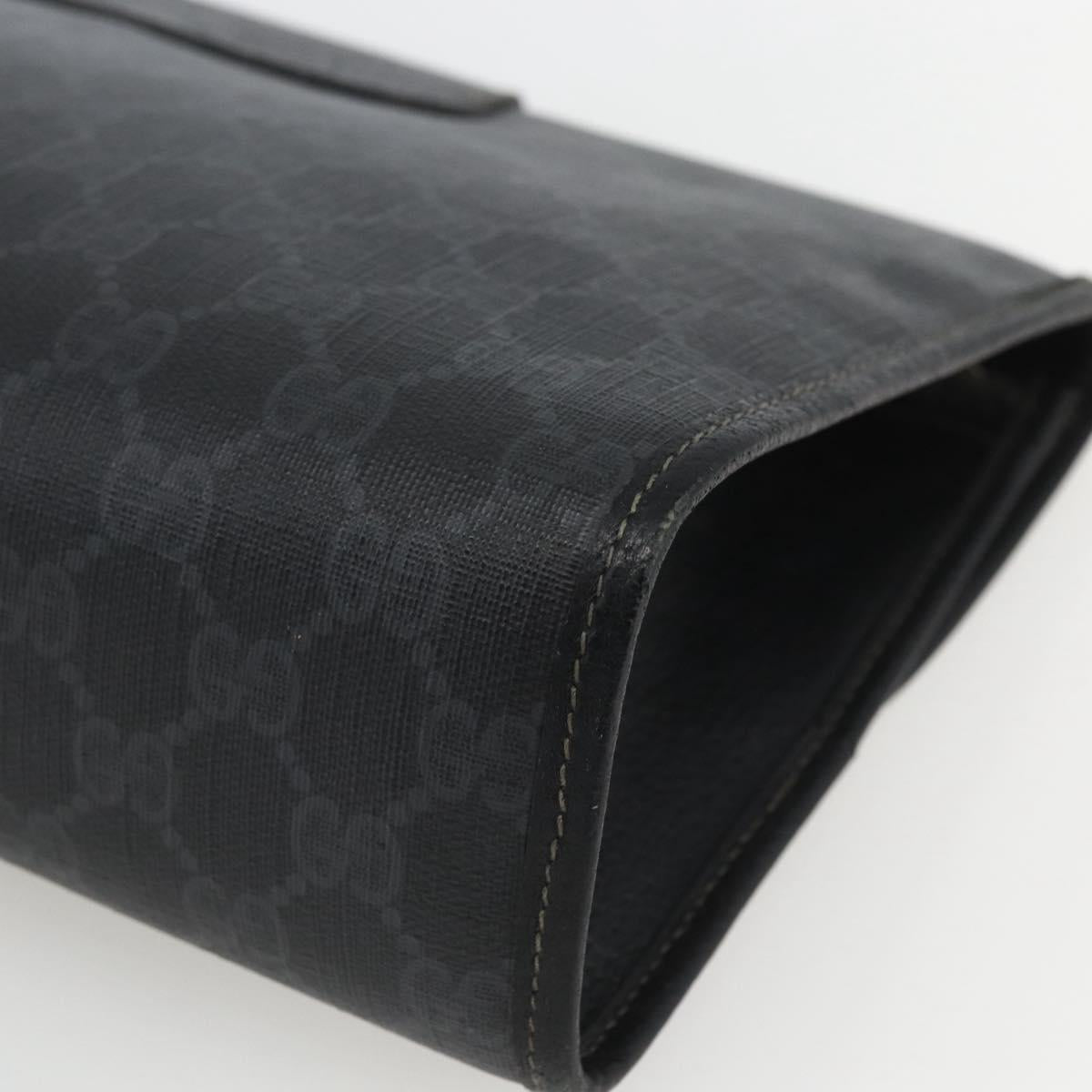 GUCCI GG Supreme Web Sherry Line Clutch Bag PVC Black Gold 89 01 031 Auth 162817