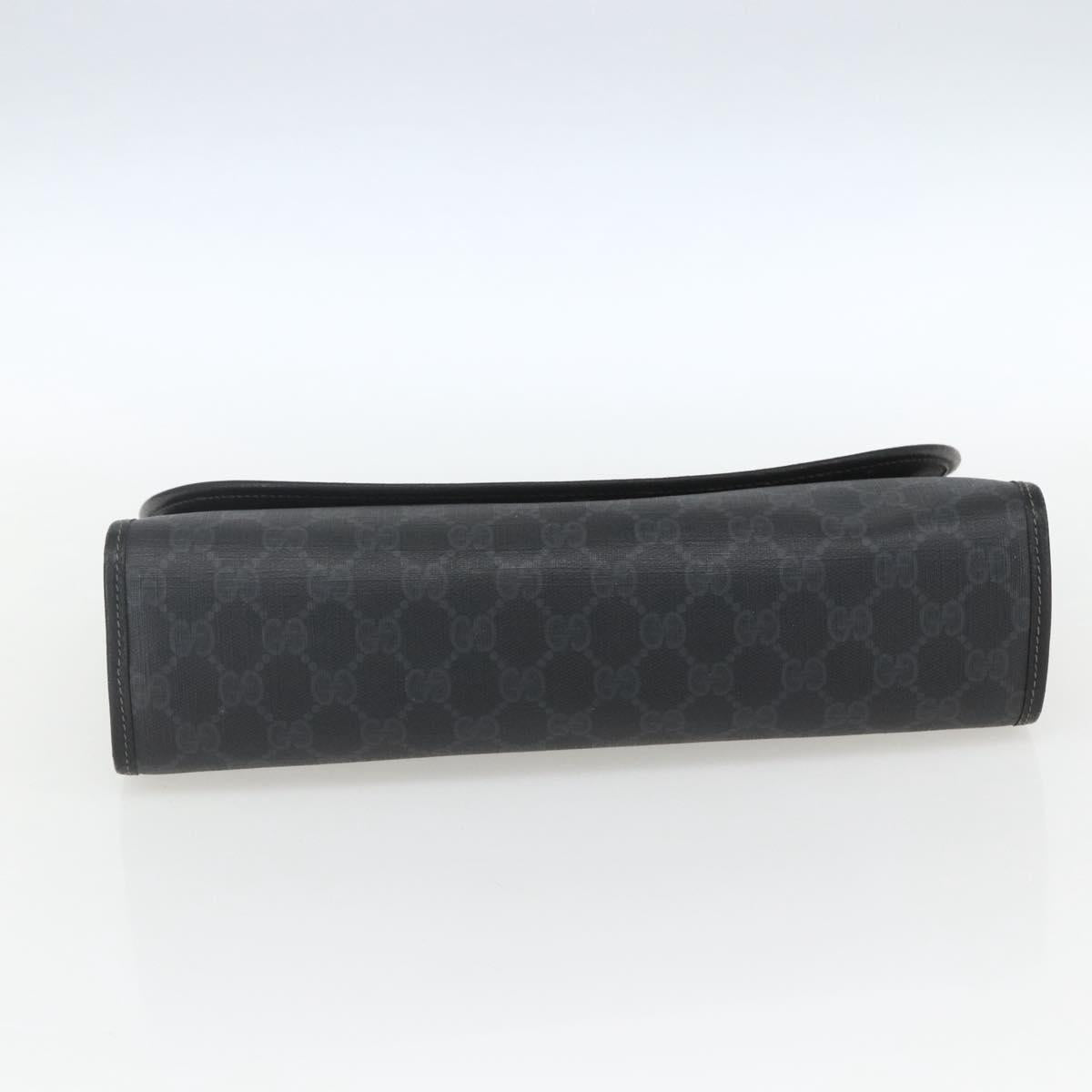 GUCCI GG Supreme Web Sherry Line Clutch Bag PVC Black Gold 89 01 031 Auth 162817