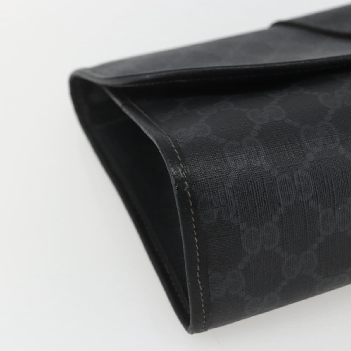 GUCCI GG Supreme Web Sherry Line Clutch Bag PVC Black Gold 89 01 031 Auth 162817