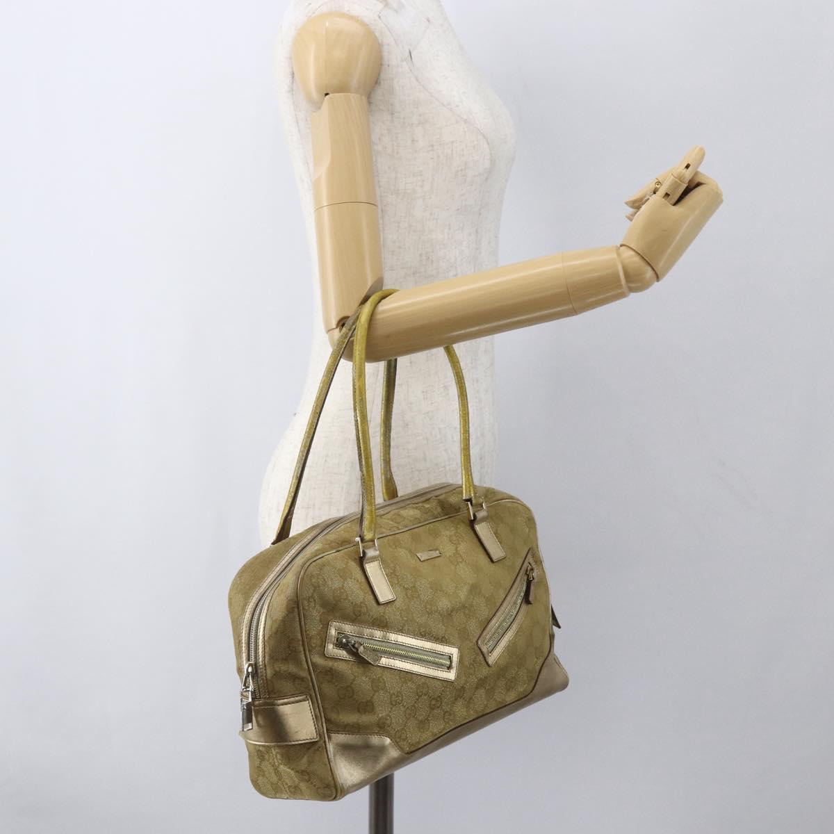 GUCCI GG Canvas Hand Bag Gold Tone 002 1115 Auth 162818