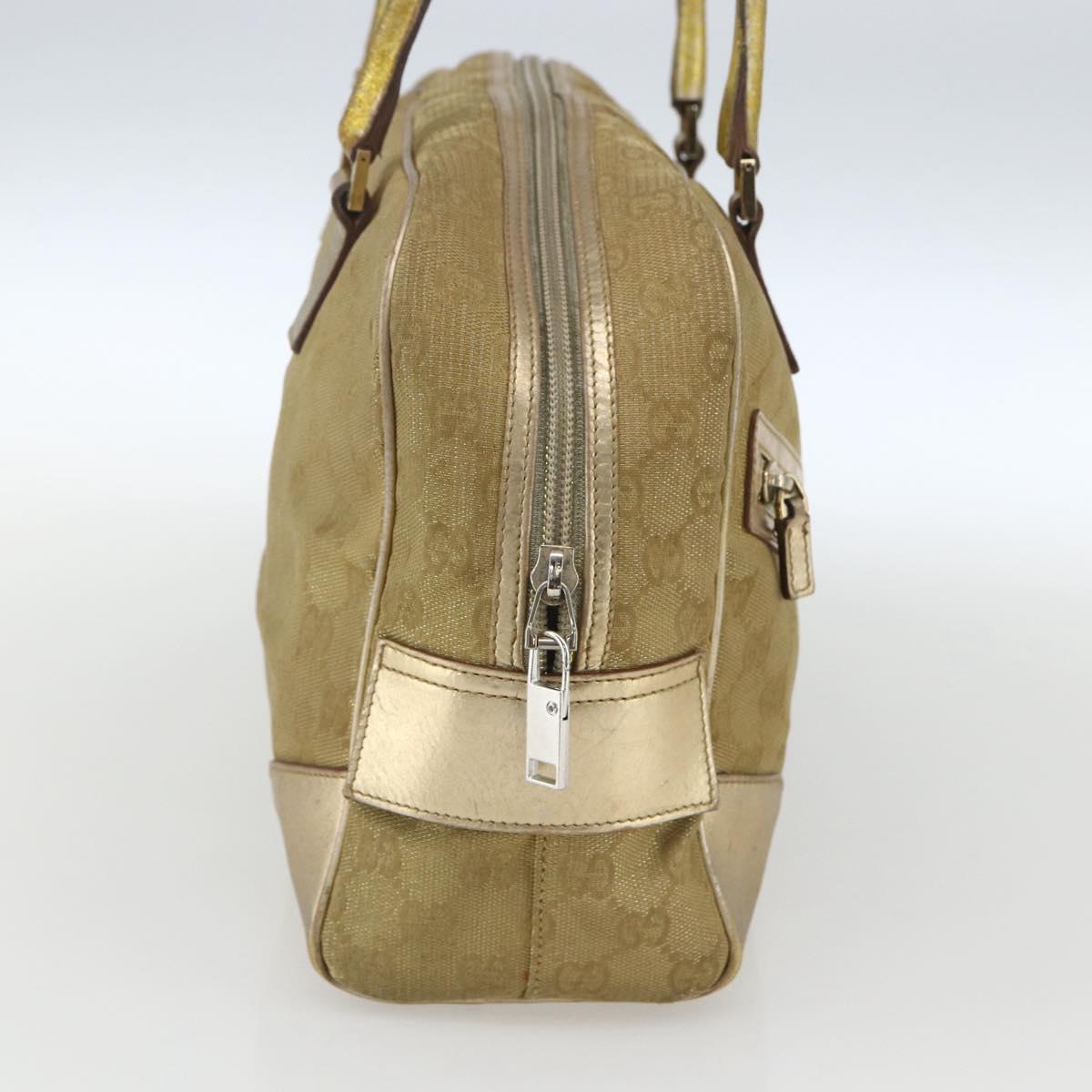 GUCCI GG Canvas Hand Bag Gold Tone 002 1115 Auth 162818
