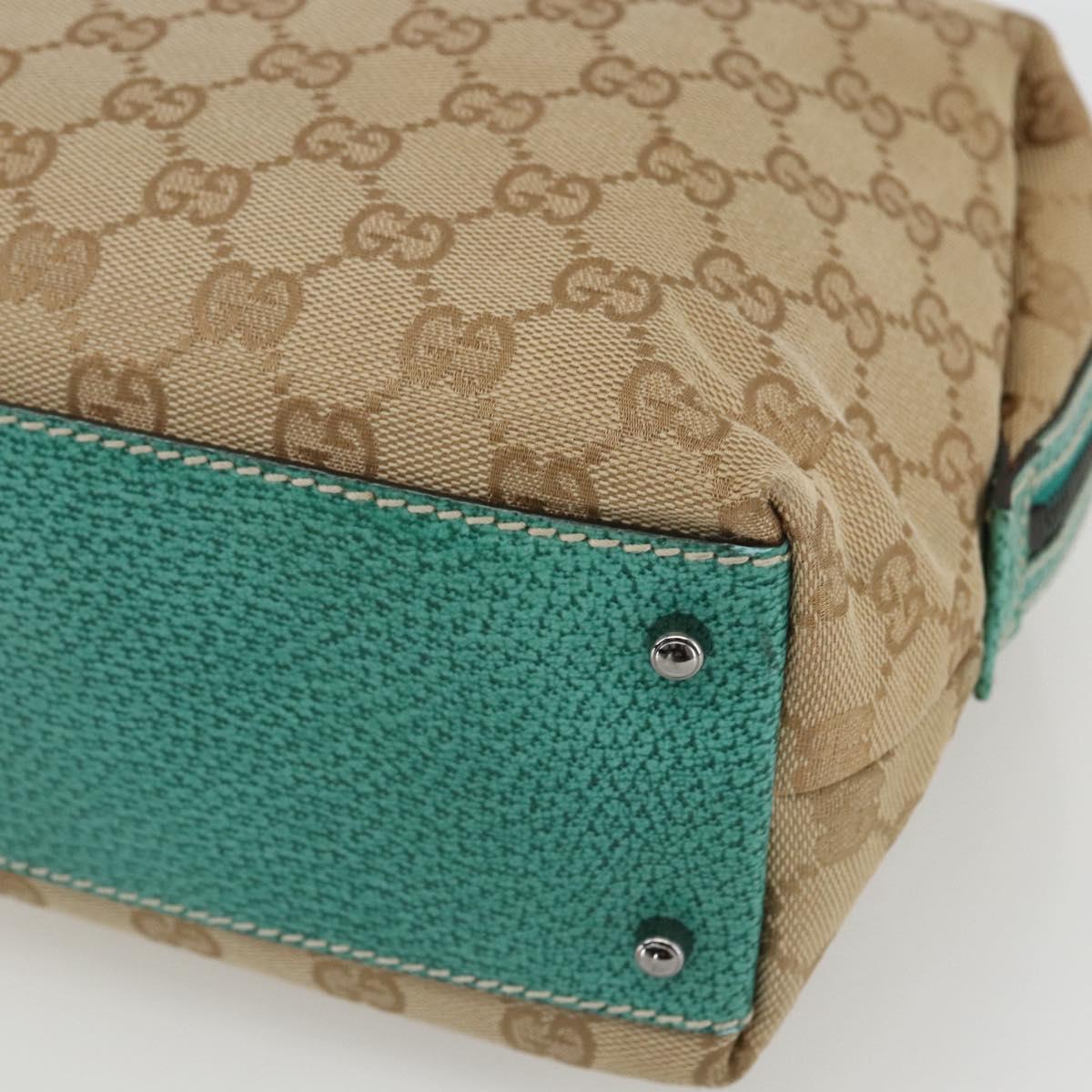 GUCCI GG Canvas Hand Bag Beige Silver 113009 Auth 162819