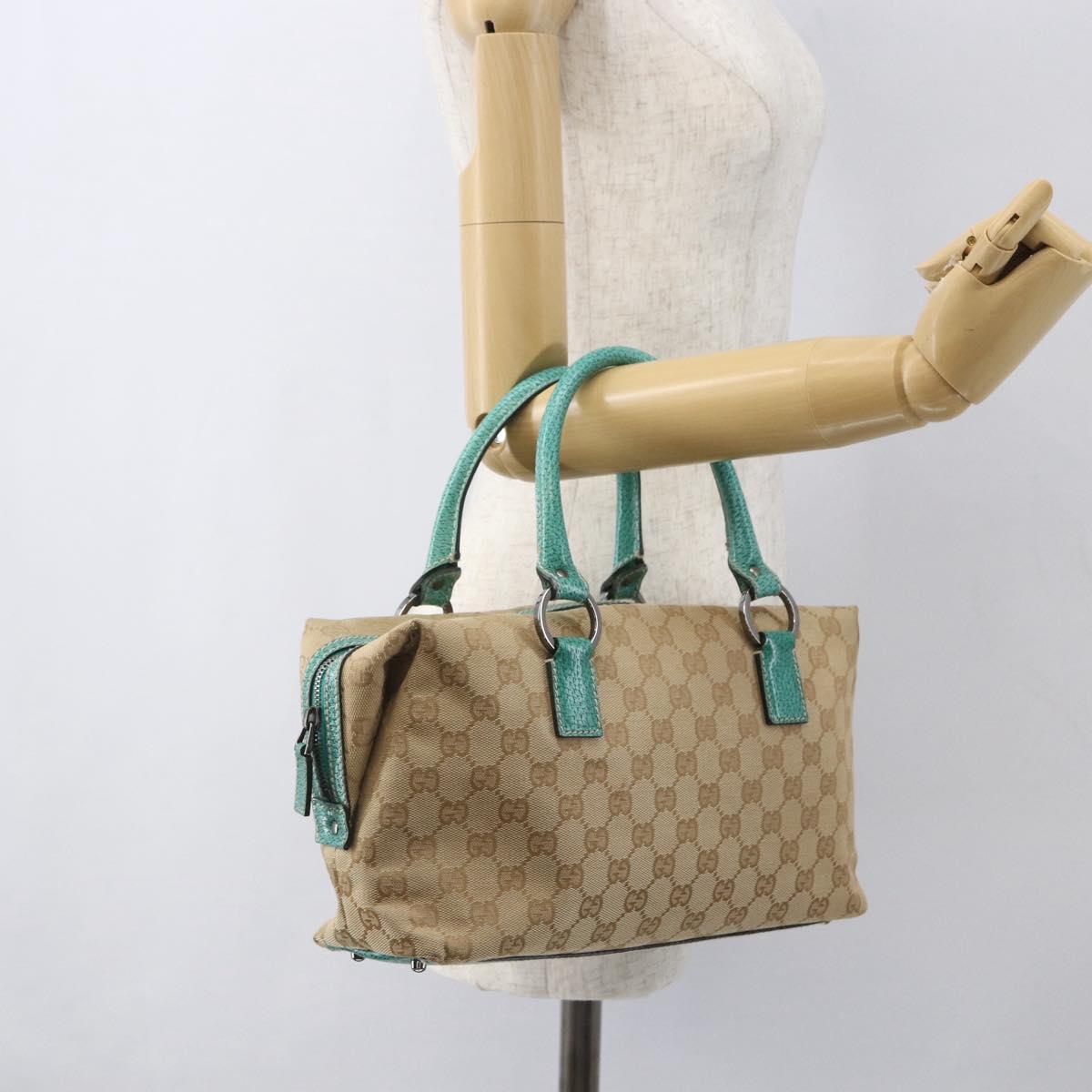 GUCCI GG Canvas Hand Bag Beige Silver 113009 Auth 162819