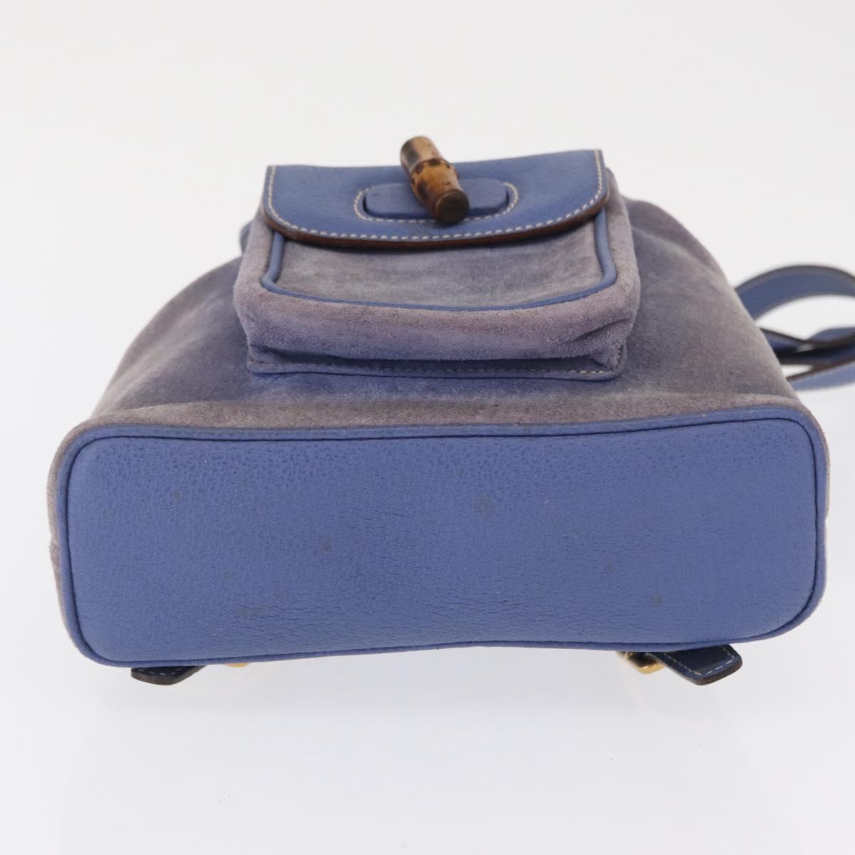 GUCCI Bamboo Backpack Suede Purple Gold 003 2058 0030 Auth 162821