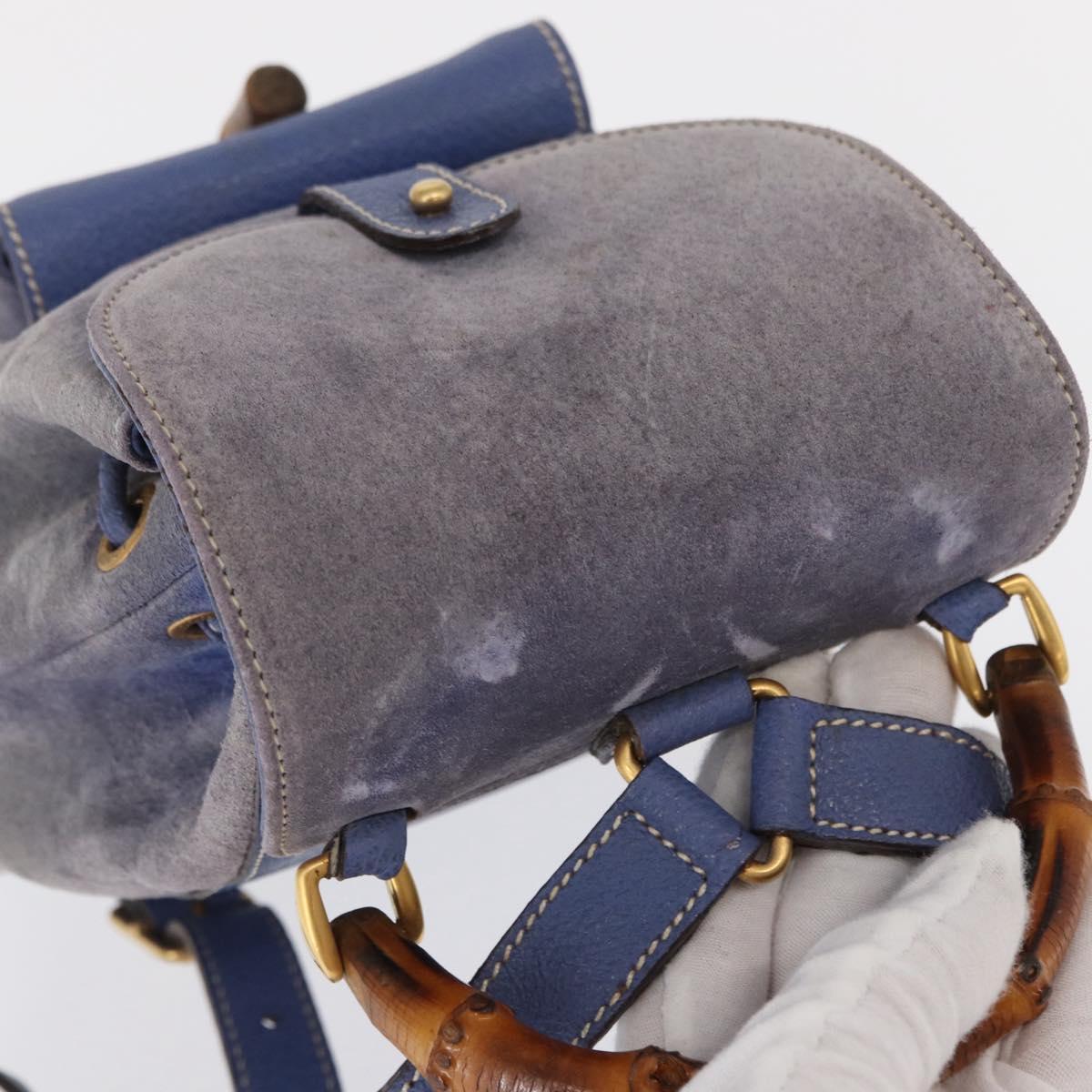 GUCCI Bamboo Backpack Suede Purple Gold 003 2058 0030 Auth 162821