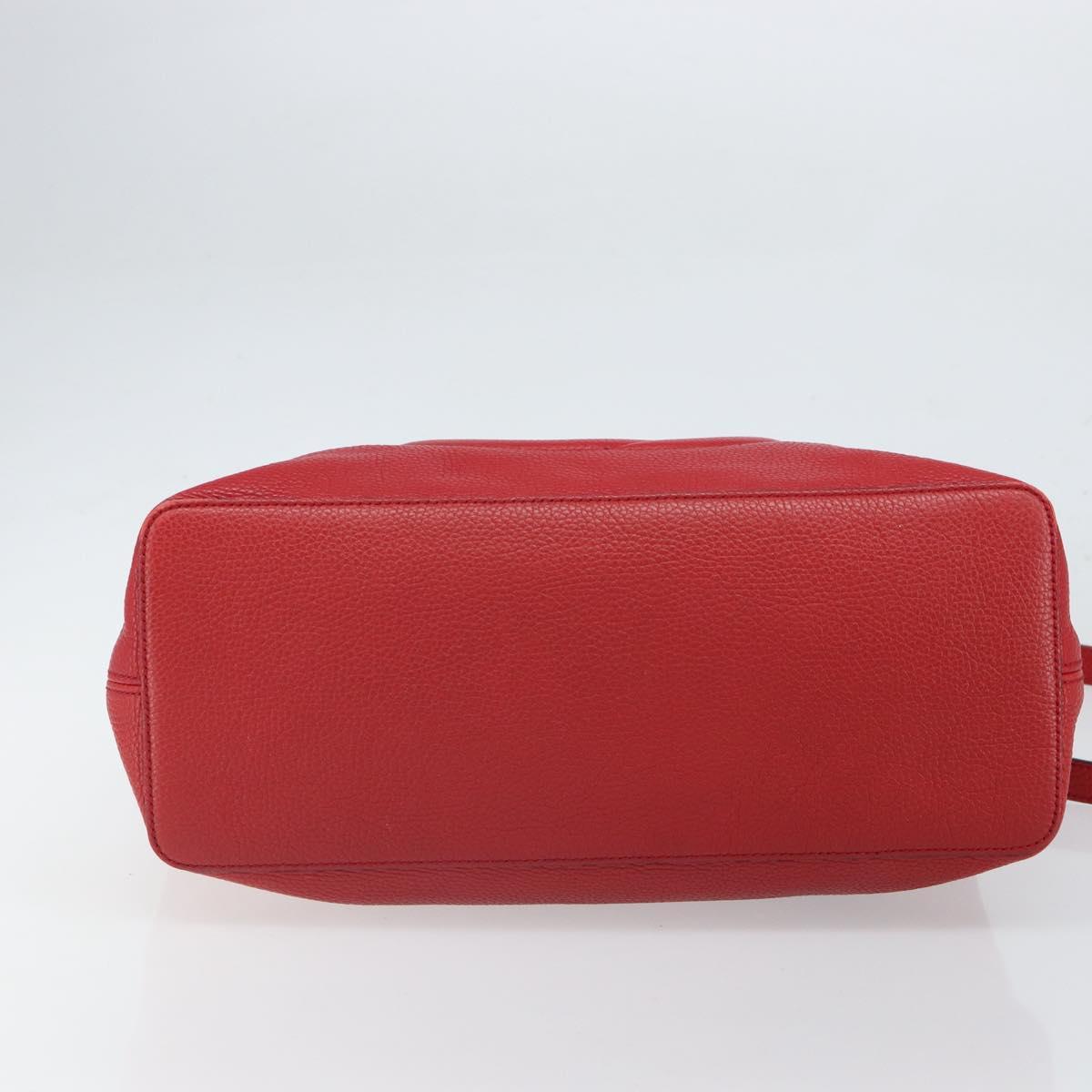 GUCCI Soho Shoulder Bag Leather 2way Red Gold 536194 Auth 162822