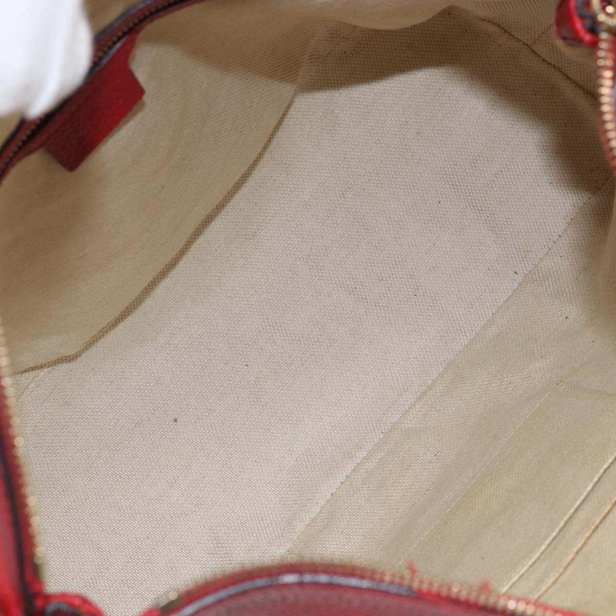 GUCCI Soho Shoulder Bag Leather 2way Red Gold 536194 Auth 162822