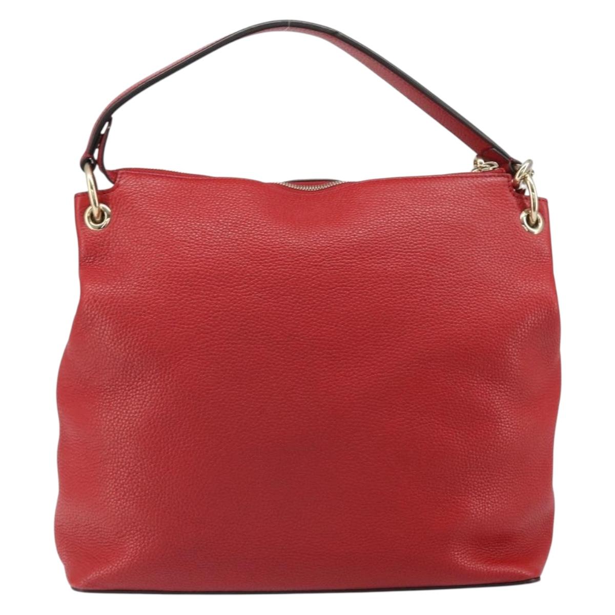 GUCCI Soho Shoulder Bag Leather 2way Red Gold 536194 Auth 162822