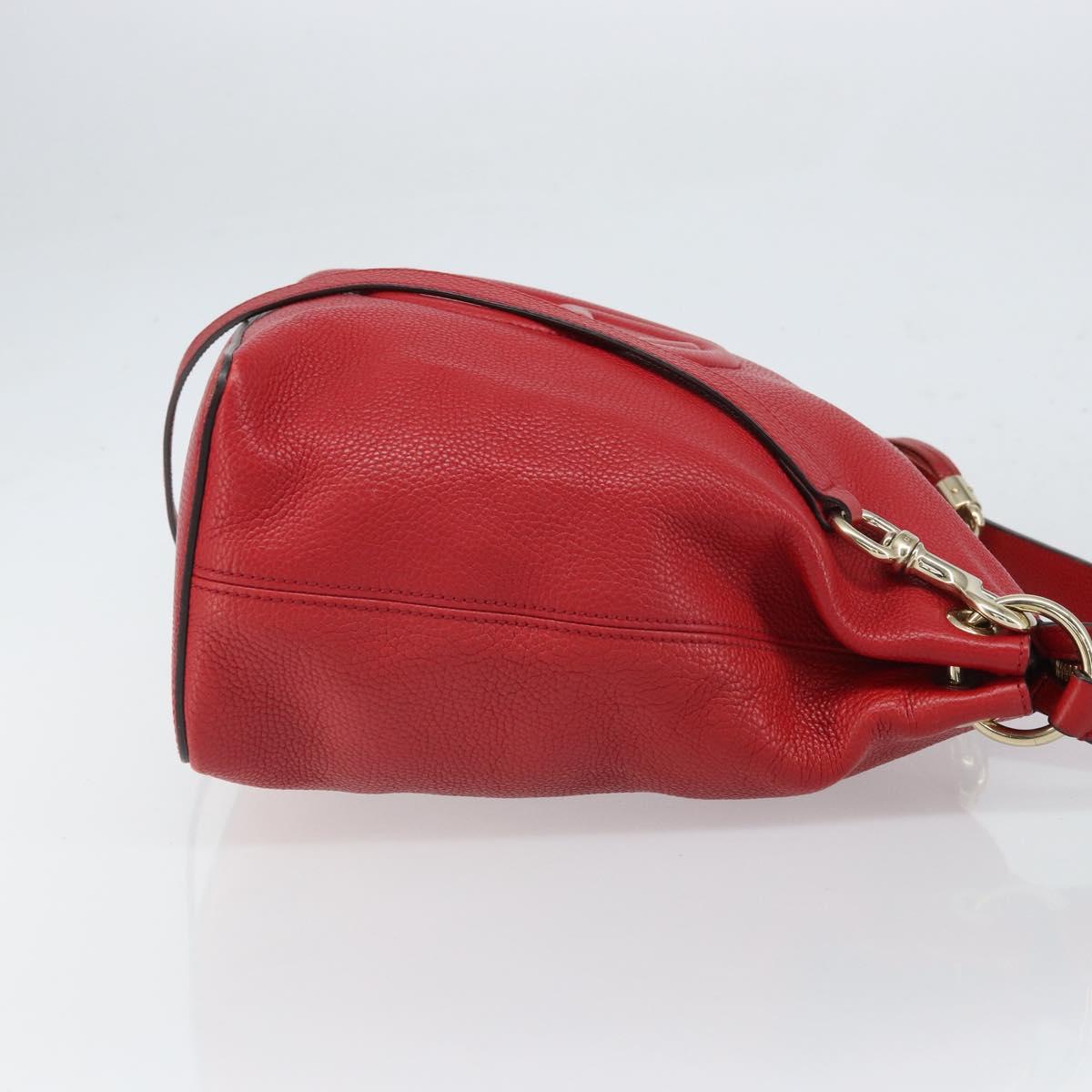 GUCCI Soho Shoulder Bag Leather 2way Red Gold 536194 Auth 162822