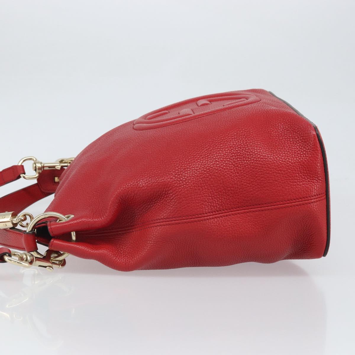 GUCCI Soho Shoulder Bag Leather 2way Red Gold 536194 Auth 162822
