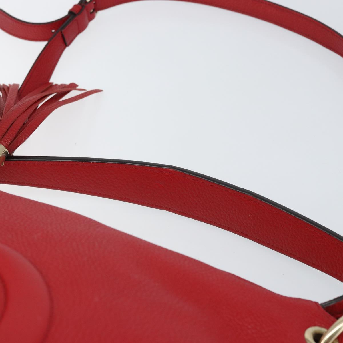 GUCCI Soho Shoulder Bag Leather 2way Red Gold 536194 Auth 162822