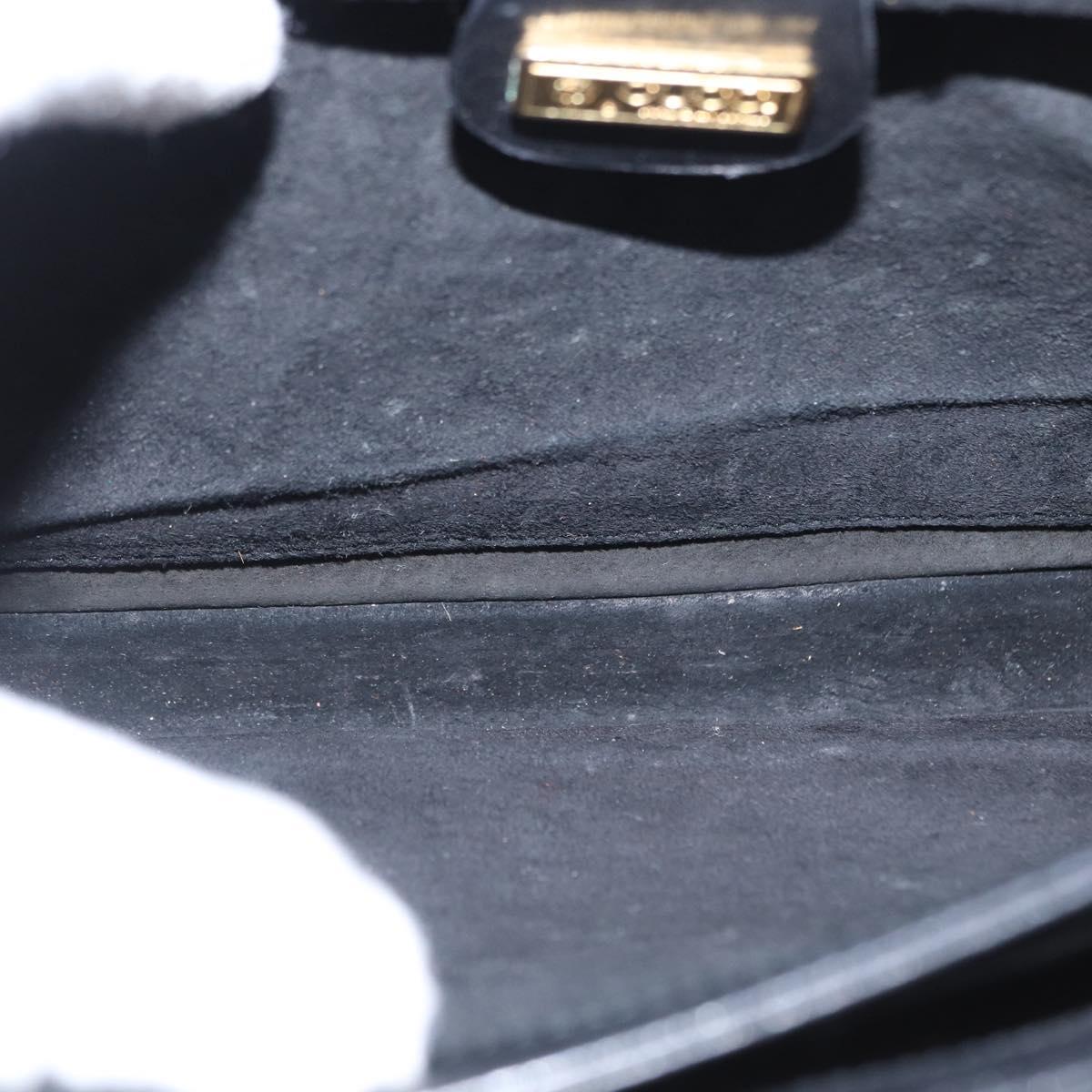GUCCI Shoulder Bag Leather Black Gold 004 46 0087 Auth 162825