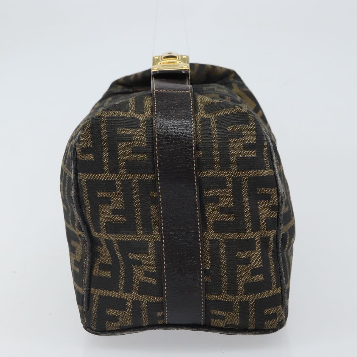 FENDI Zucca Canvas Vanity Hand Bag Black Brown Auth 162830