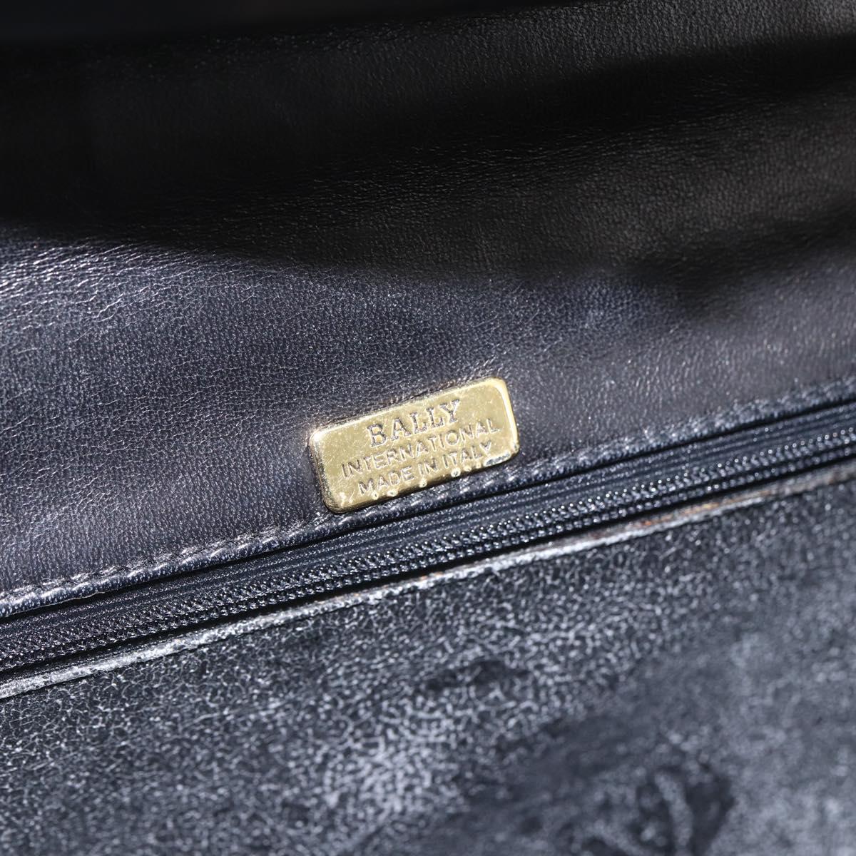BALLY Hand Bag Leather Black Gold Auth 162833