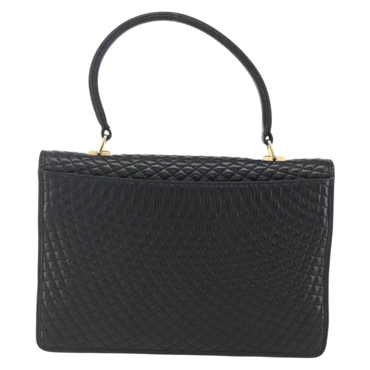 BALLY Hand Bag Leather Black Gold Auth 162833