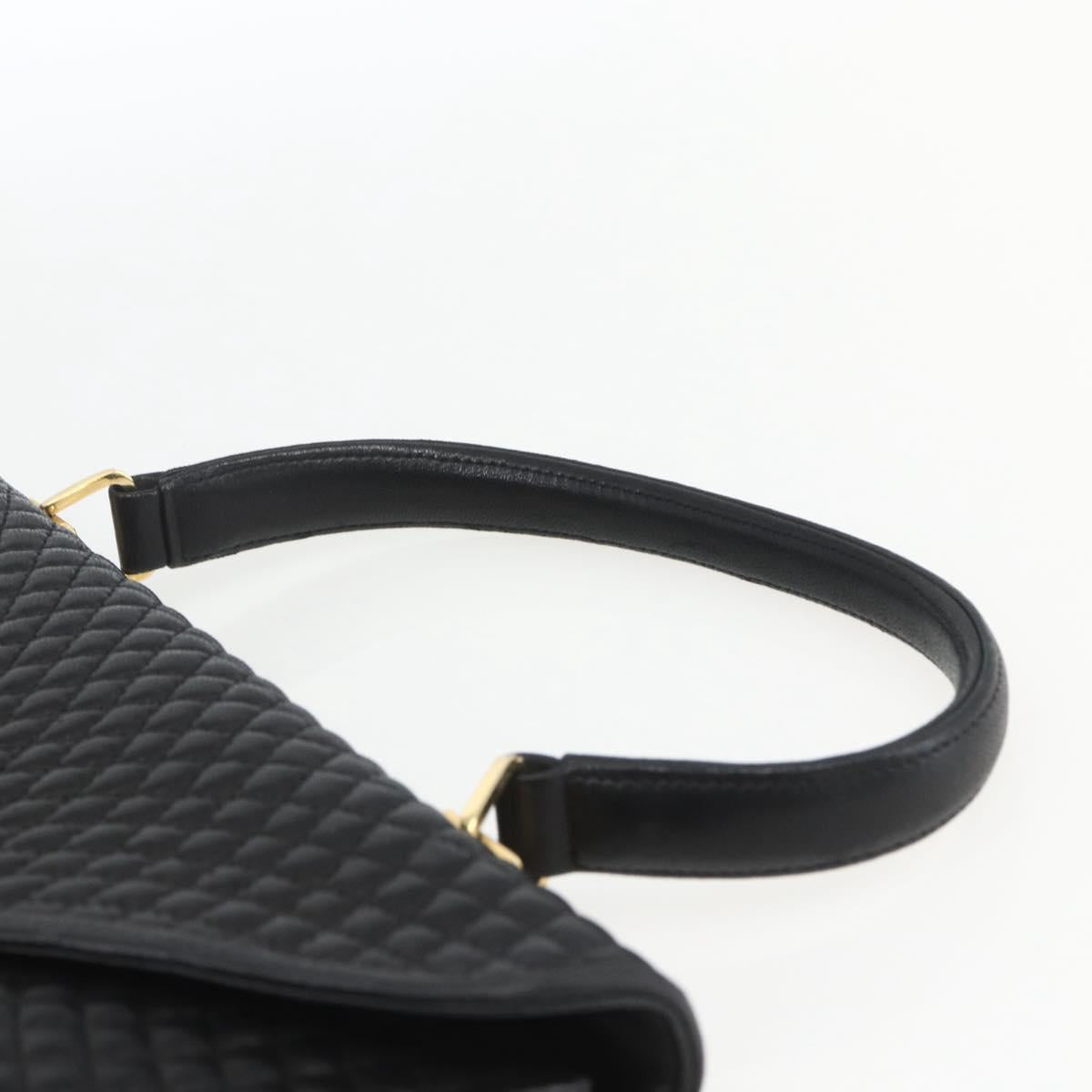 BALLY Hand Bag Leather Black Gold Auth 162833