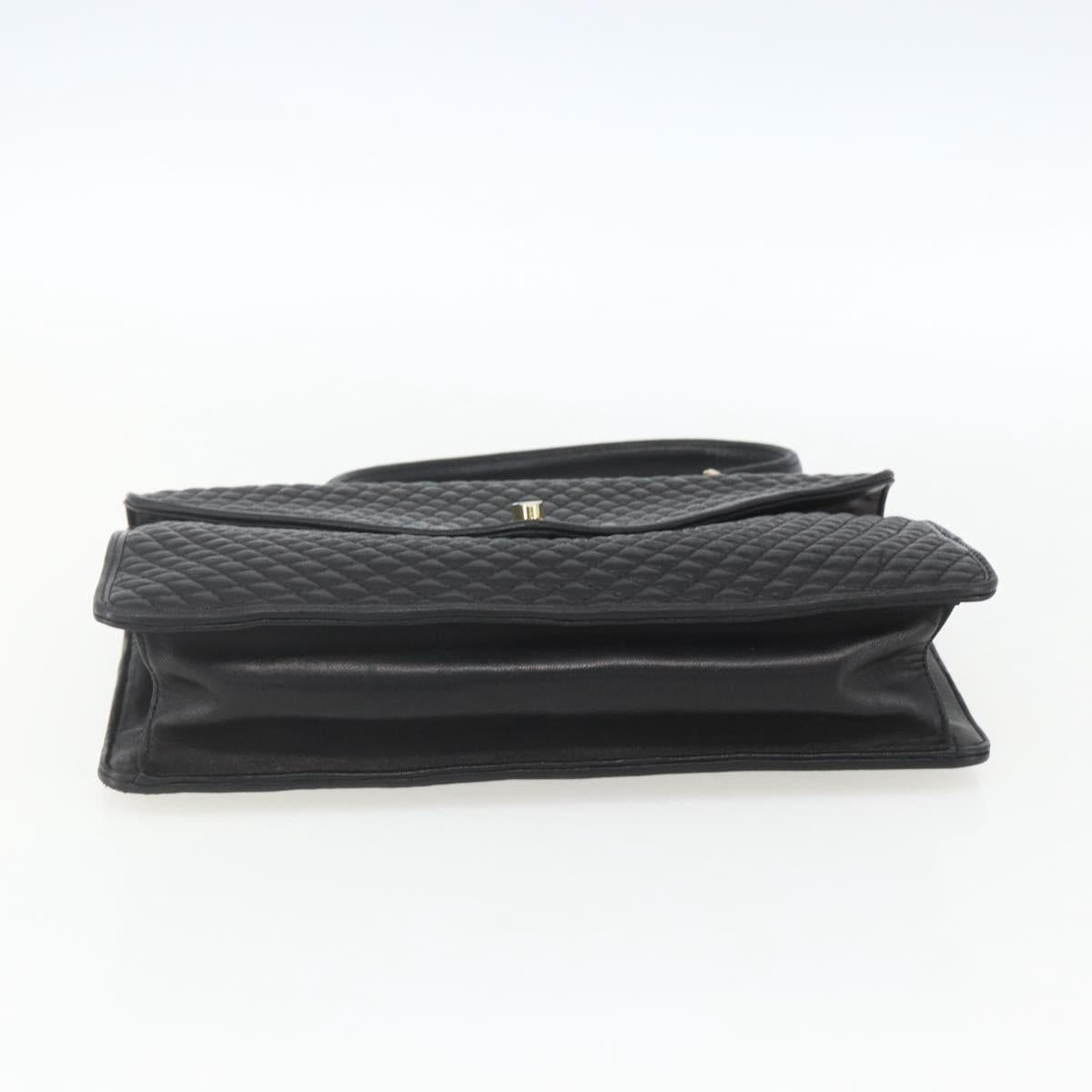 BALLY Hand Bag Leather Black Gold Auth 162833