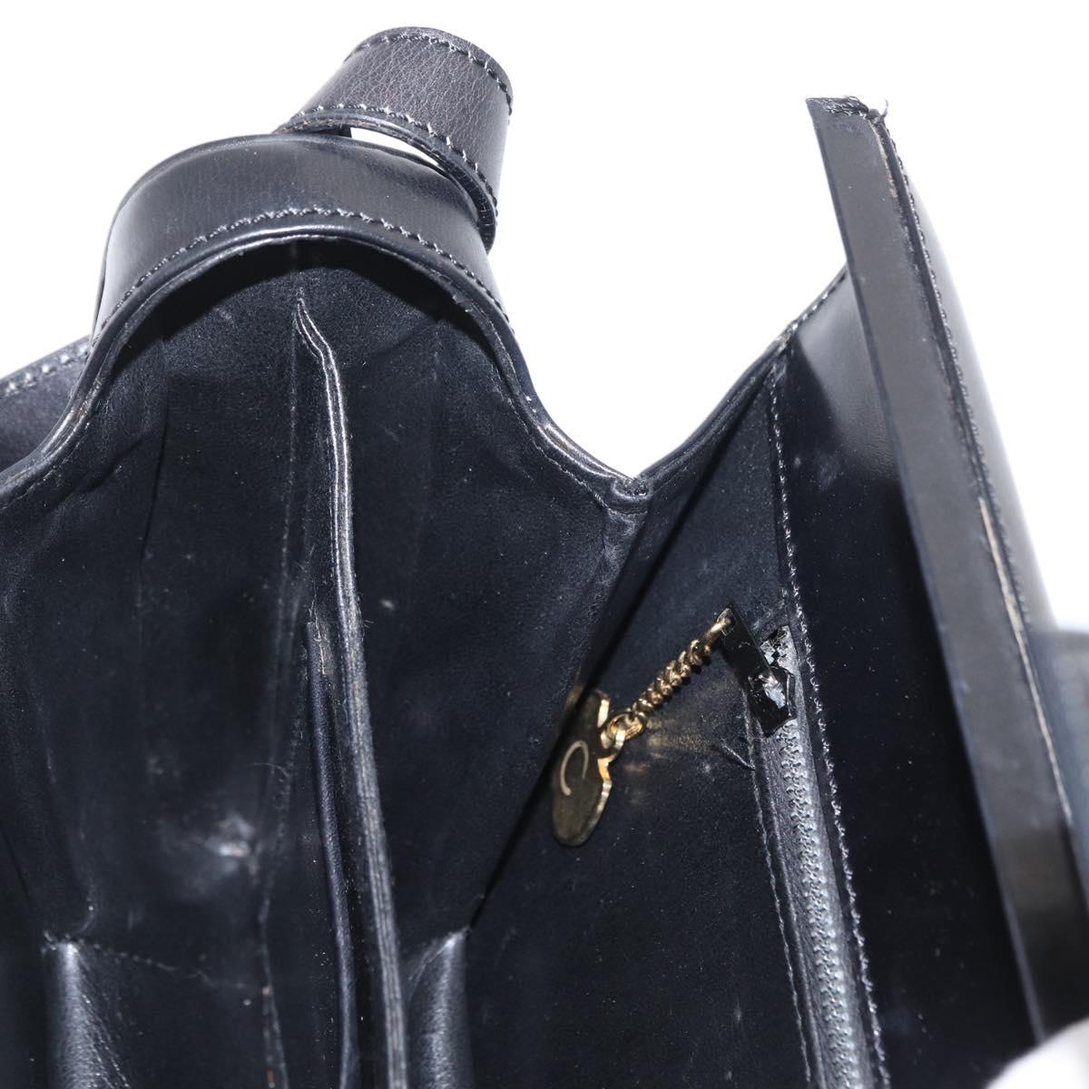 CELINE Shoulder Bag Leather Black Gold Auth 162834